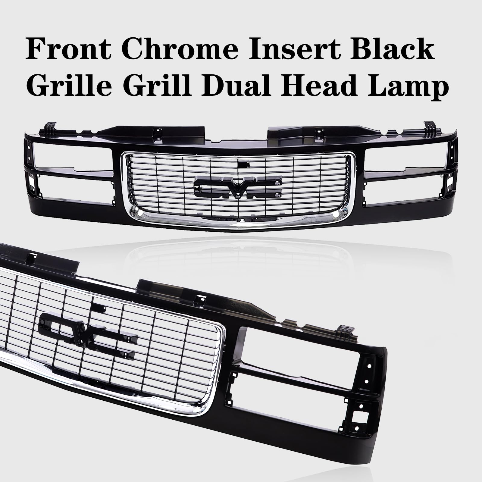 CarPartsDepot Front Grille Grill Chrome Opening Compatible With 1994-2000 GMC C/K 1500 2500 3500 Sierra Yukon GM1200392 12388709