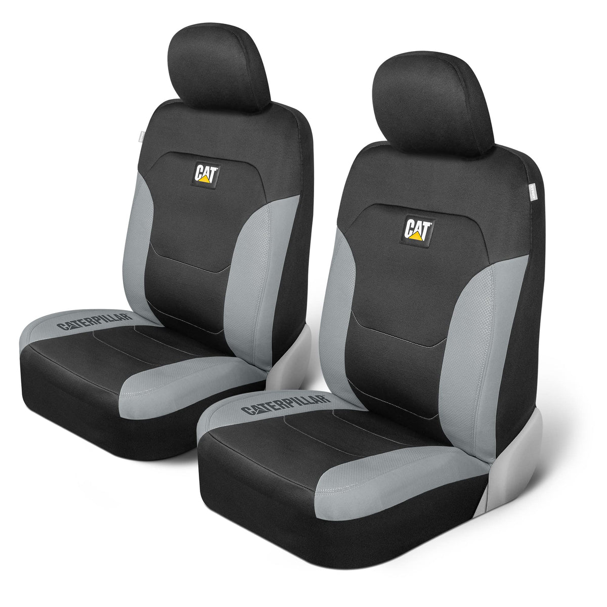 Caterpillar Flexfit Automotive Seat Covers For Cars Trucks And Suvs (Set Of 2) - Black Seat Covers For Front Seats, Seat Protect