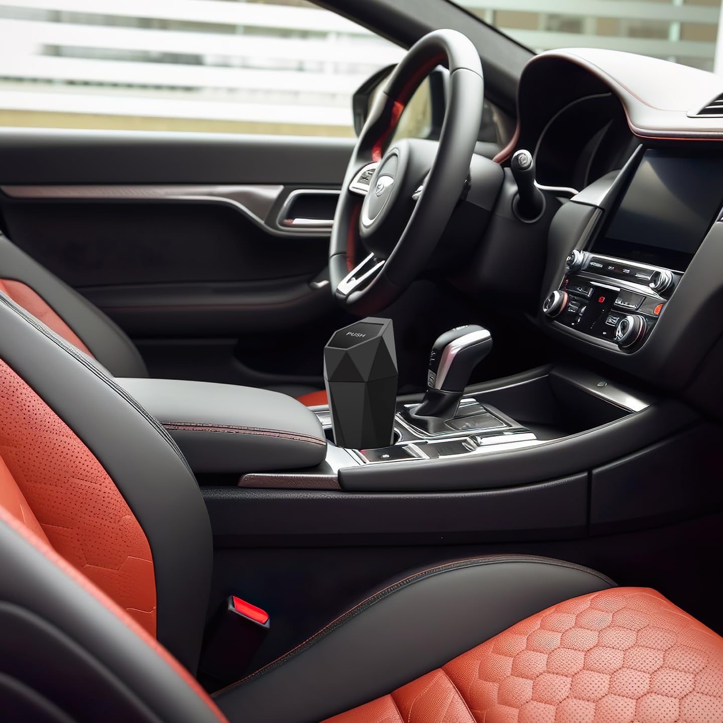 Ginsco Car Trash Can With Lid, Mini Car Trash Can Cup Holder, Car Garbage Can Car Accessories For Interior, Leakproof Car Trash