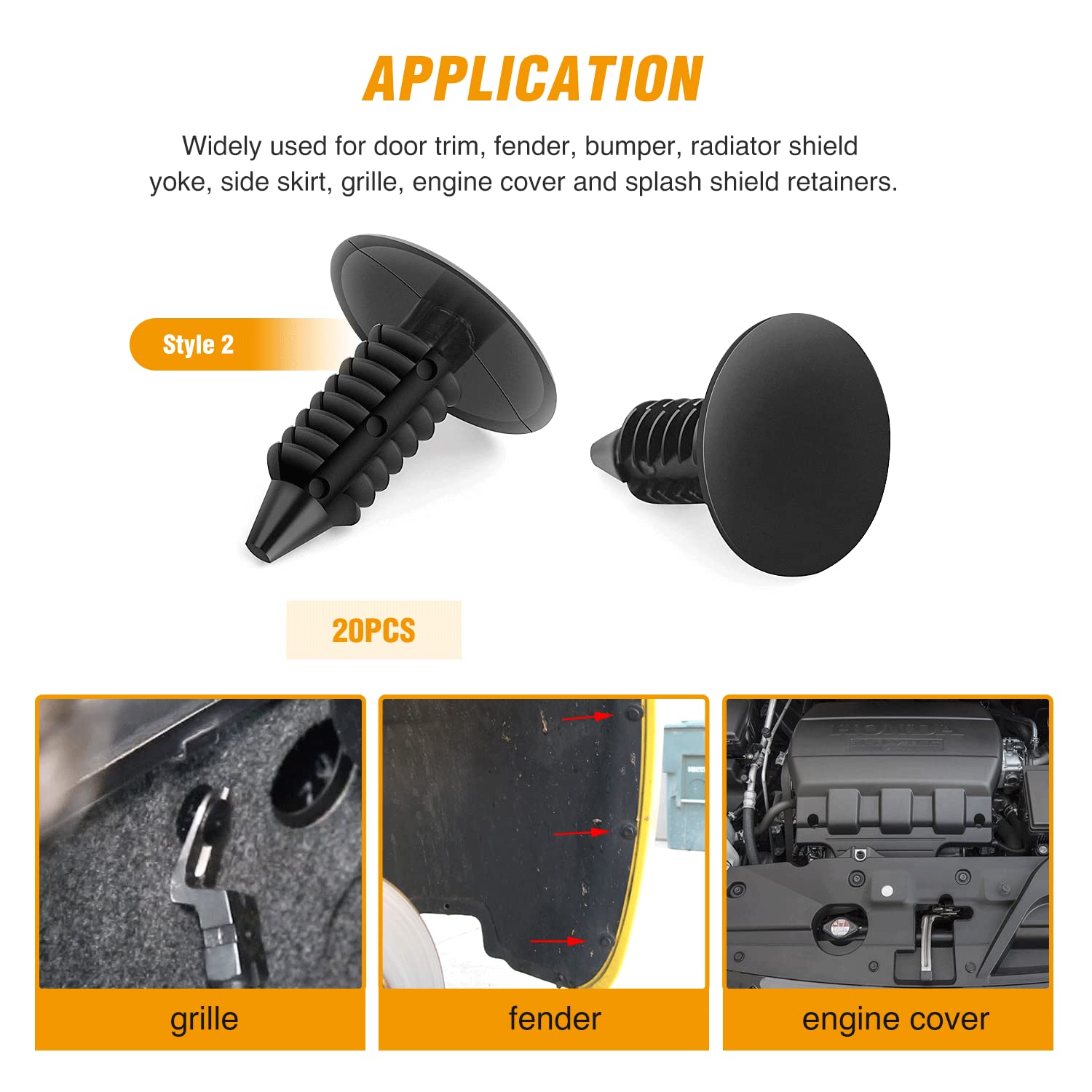 Gooacc 120Pcs Car Bumper Push Retainer Clips & Nylon Fasteners Rivet Kit 6Mm 7.6Mm 8Mm 8.8Mm 10Mm Door Trim Panel Clips , 1Pc Fa