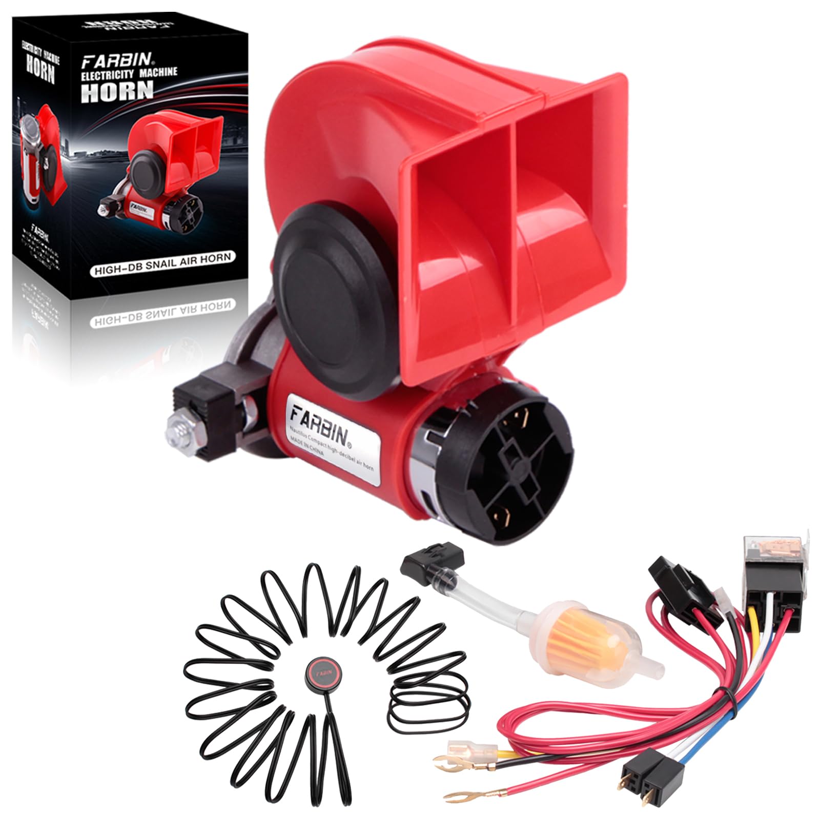 Farbin Car Horn Kit 12V 150Db Loud Air Horn With Compressor,Compact Horn With Relay Harness Button For Car Truck Jeep