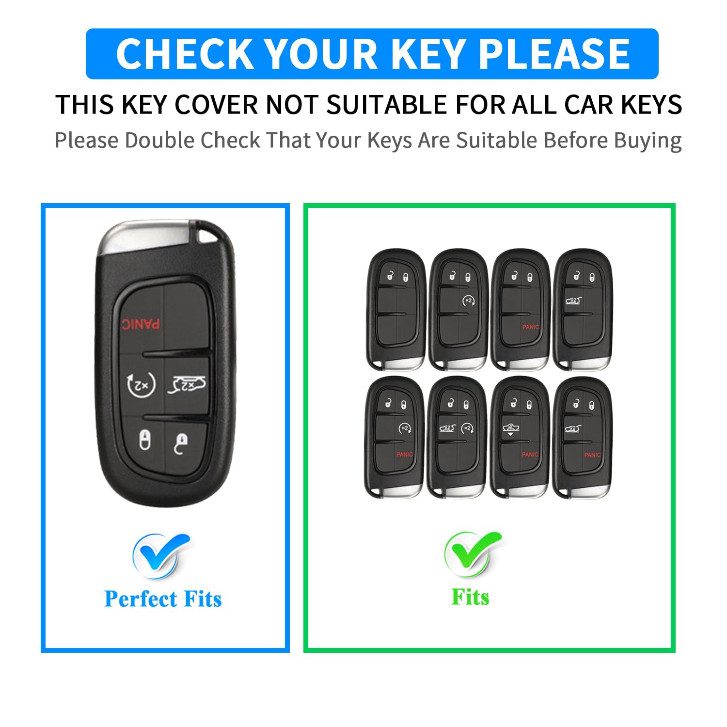 Qbuc For Dodge Key Fob 5 Button Key Fob Case Silicone Remote Key Case For Dodge For Jeep Grand Cherokee Key Fob Cover (Black Gre
