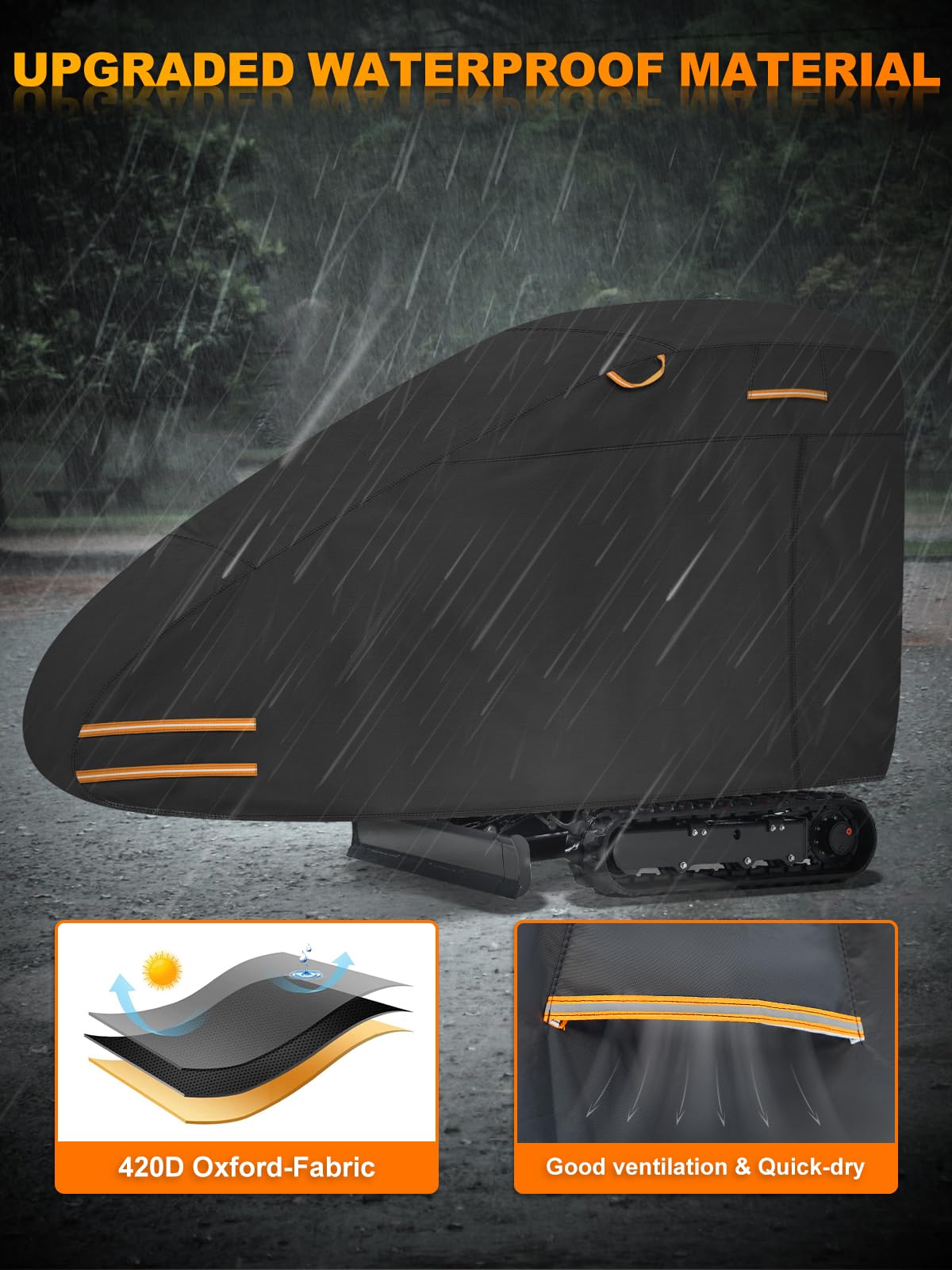 Mini Excavator Cover Fits 2000-3000 lbs Models, 420D Waterproof Zippered Excavators Cover Compatible with Kubota K008-3/Bobcat E
