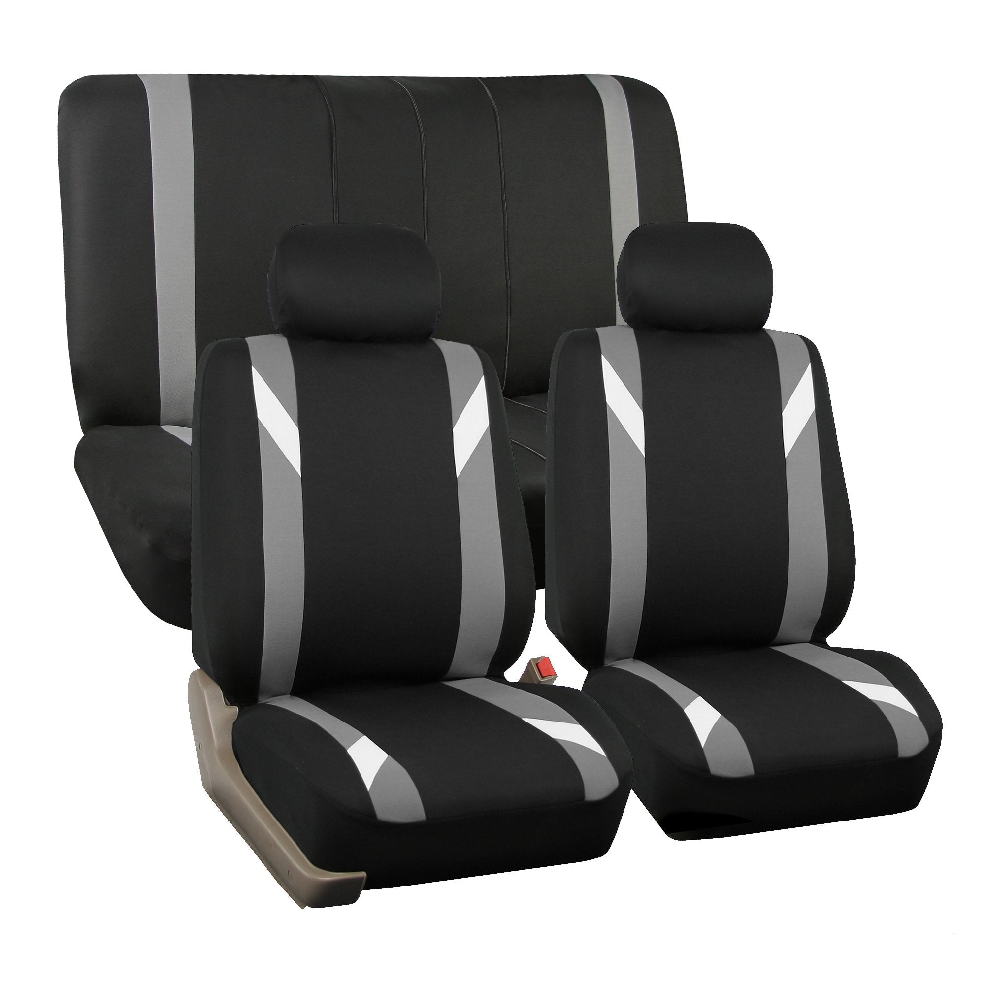 Fh Group Front Set Cloth Car Seat Covers For Low Back Car Seats With Removable Headrest, Universal Fit, Airbag Compatible, Seat