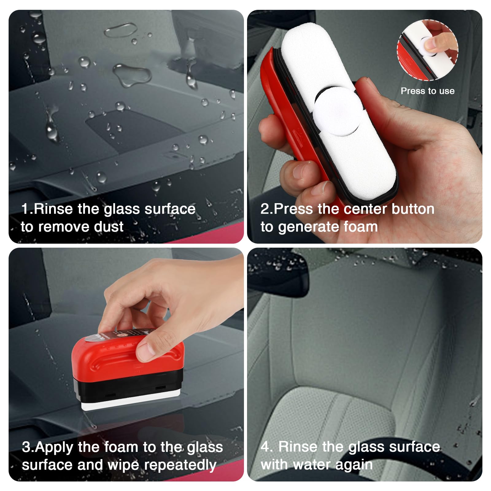 2-Pack Automotive Oil Film Cleaning Brush for Car Windows - Glass Cleaning Board, Anti-Fog Rain Glass Cleaner, Interior & Exteri