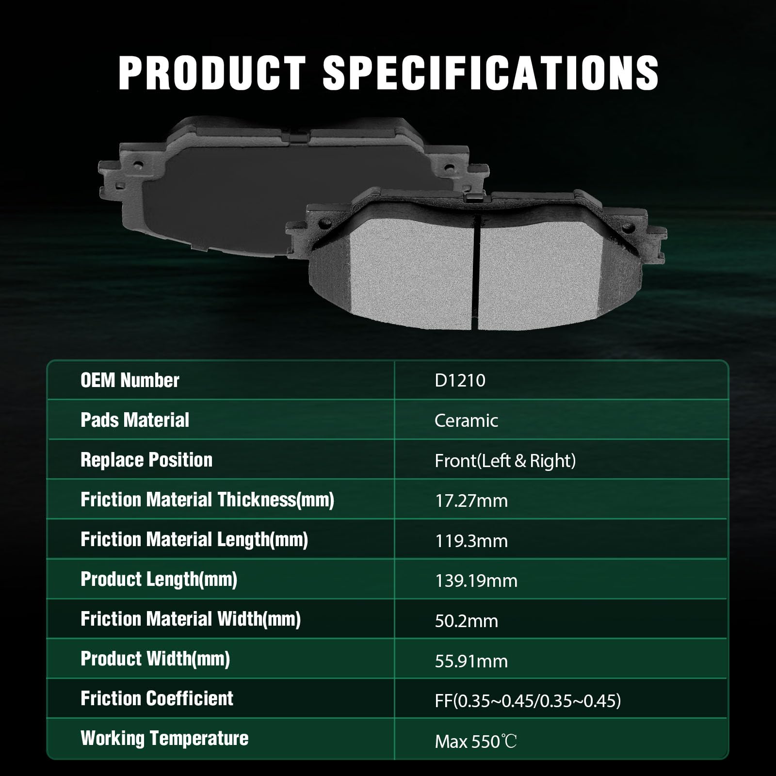 Automuto 8Pcs Front & Rear Ceramic Disc Brake Pads Set D1354 D1210 For Pontiac Vibe 2009-2010,For Scion Xb 2008-2015,For Toyota