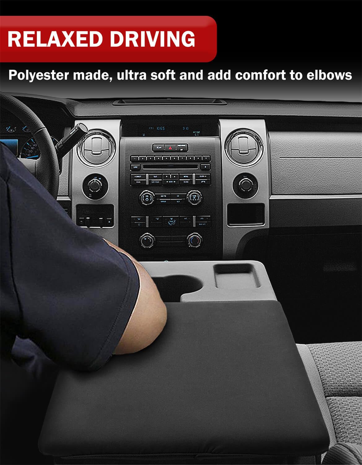 KBH Center Console Armrest Cover for Ford F150 2011-2014, Jump Seat, Car Arm Rest Protector, Washable, Anti-Scratch, Black