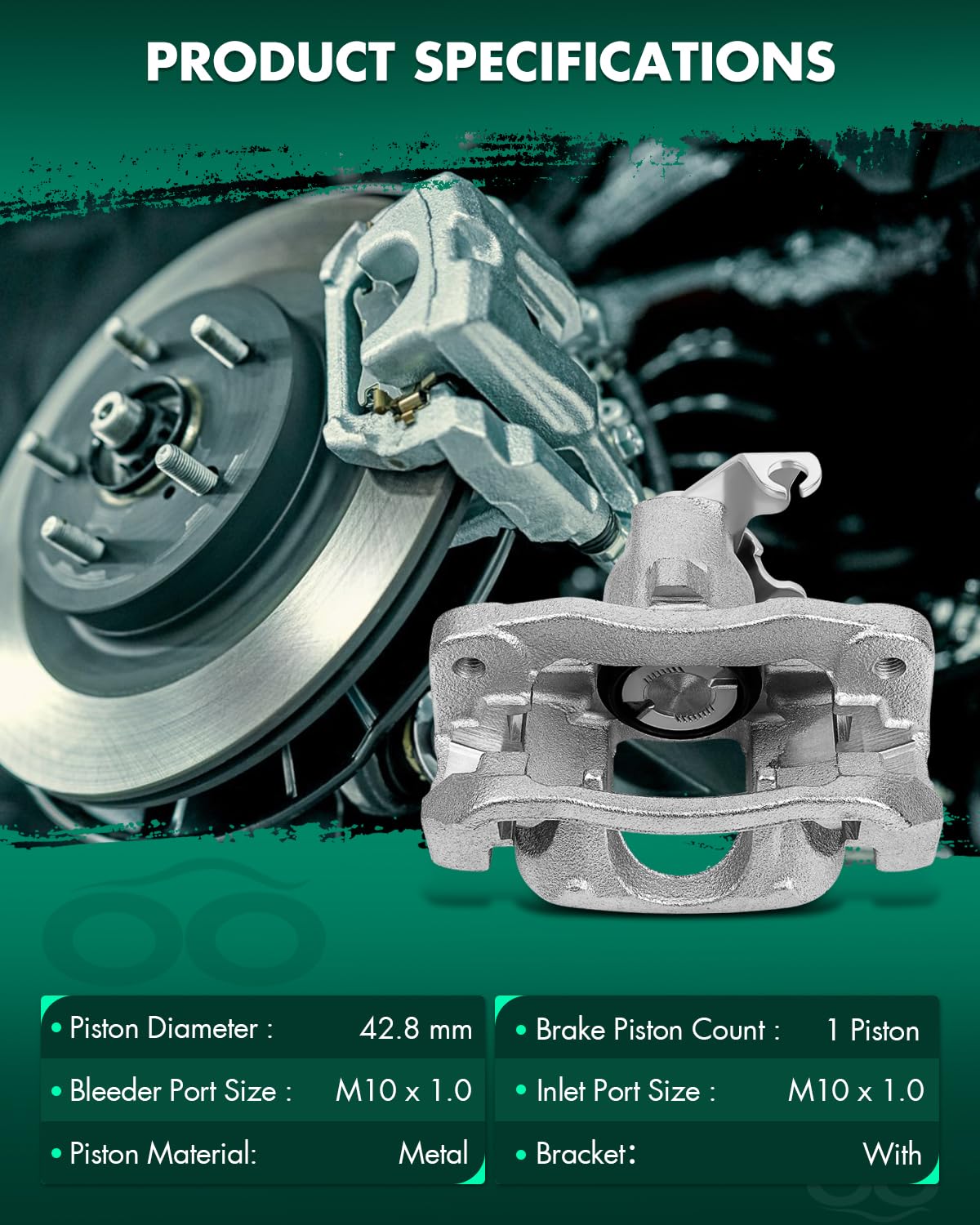 Scitoo Rear Left Brake Caliper With Bracket 18B5081 Compatible For Chrysler Town & Country 2008-2012 For Dodge Grand Caravan 200