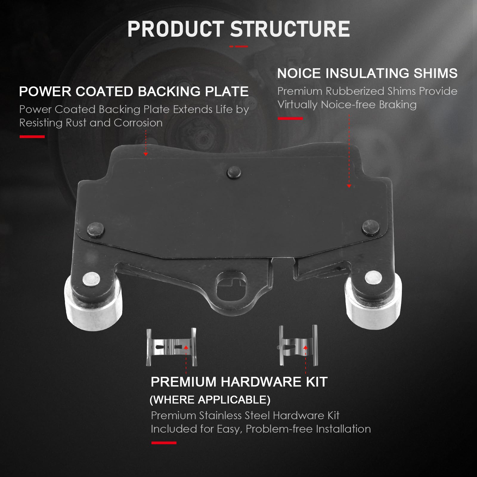 Cciyu D1014 D978 Front & Rear Semi-Metallic Disc Brake Pads Kit For Audi Q7 2007-2015,For Porsche Cayenne 2003-2006 2008-2010,Fo