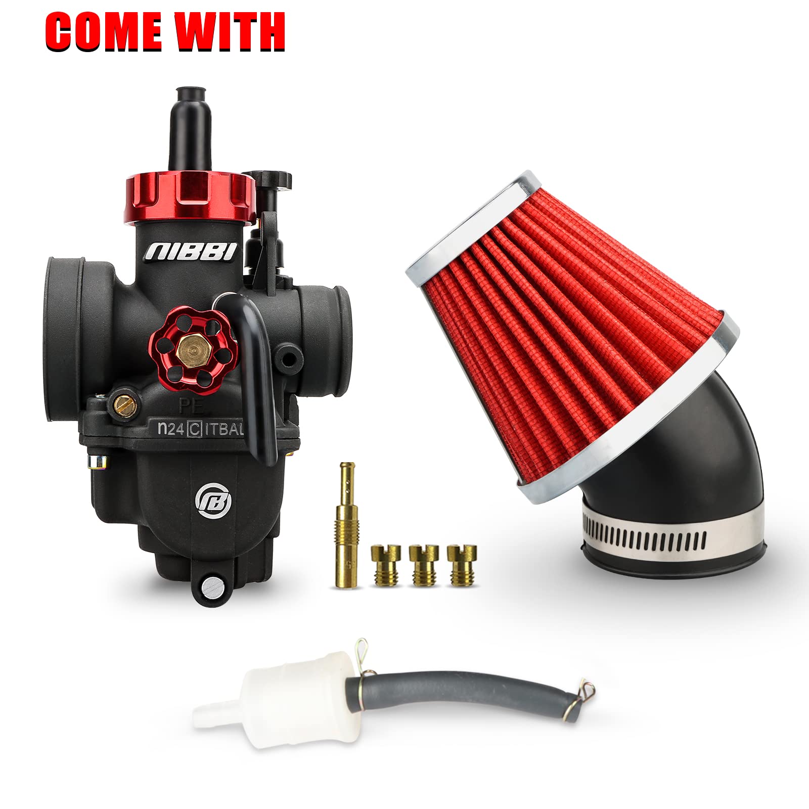Nibbi Pe24 Carburetor With 48Mm Air Filters Kit,Upgrade Dirt Bike'S Performance,Compatible With 125Cc-150Cc For Apollo,Taotao, Lifan, Honda, Ssr,Hawk Pit Dirt Bike Motorcycles