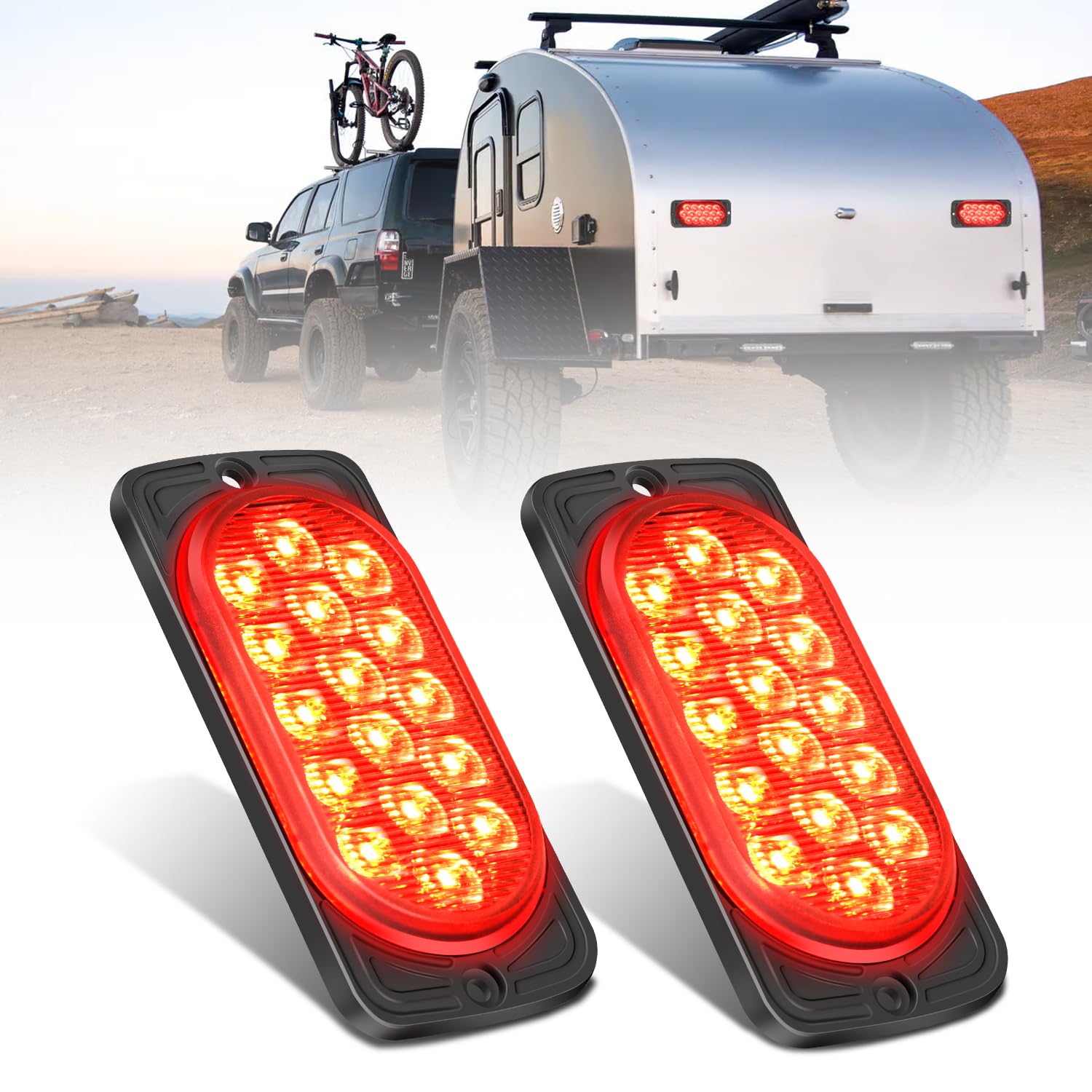 Nilight 4.4 Inch Aluminum Housing Tail Light 2 Pcs 16 Led Red Running Brake Turn Signals Marker Lights Surface Mount Ip67 Waterp