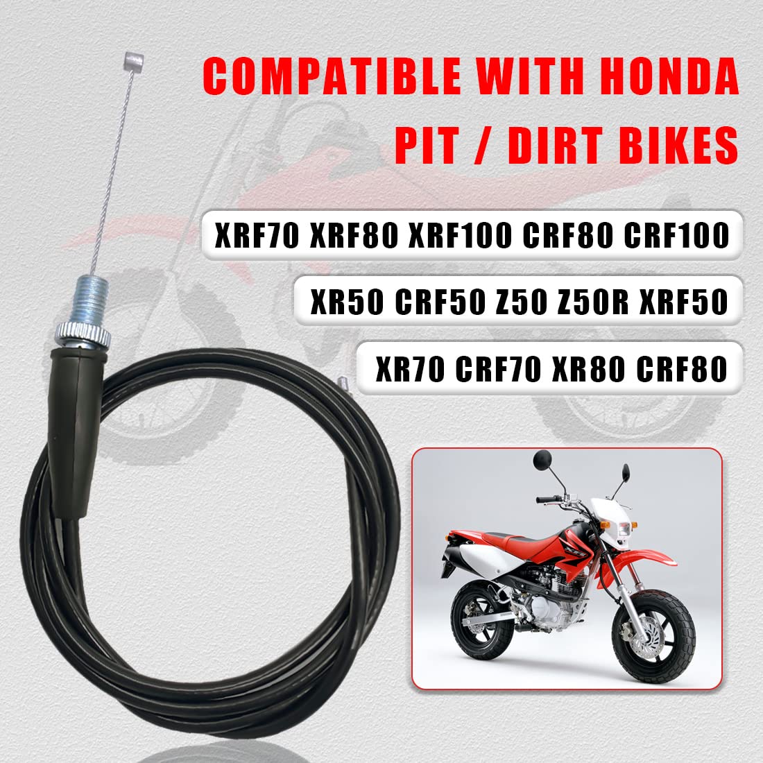 46' Throttle Cable For Honda Crf50 Xr50 Z50 Z50R Xr70 Crf70 Xr80 Crf80 Xr100 Crf100 50Cc 70Cc 90Cc 110Cc 125Cc 140Cc 4-Stroke Engine Atv Chinese Dirt Bike Pit Bike Trail