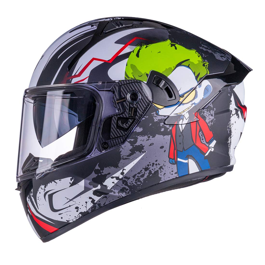 Vcoros Full Face Motorcycle Helmet X9 With Inner Sun Visor And Bluetooth Ready Speaker Pockets Dot Approved Motorbike Moto Street Bike Racing Helmet(Alien, M)