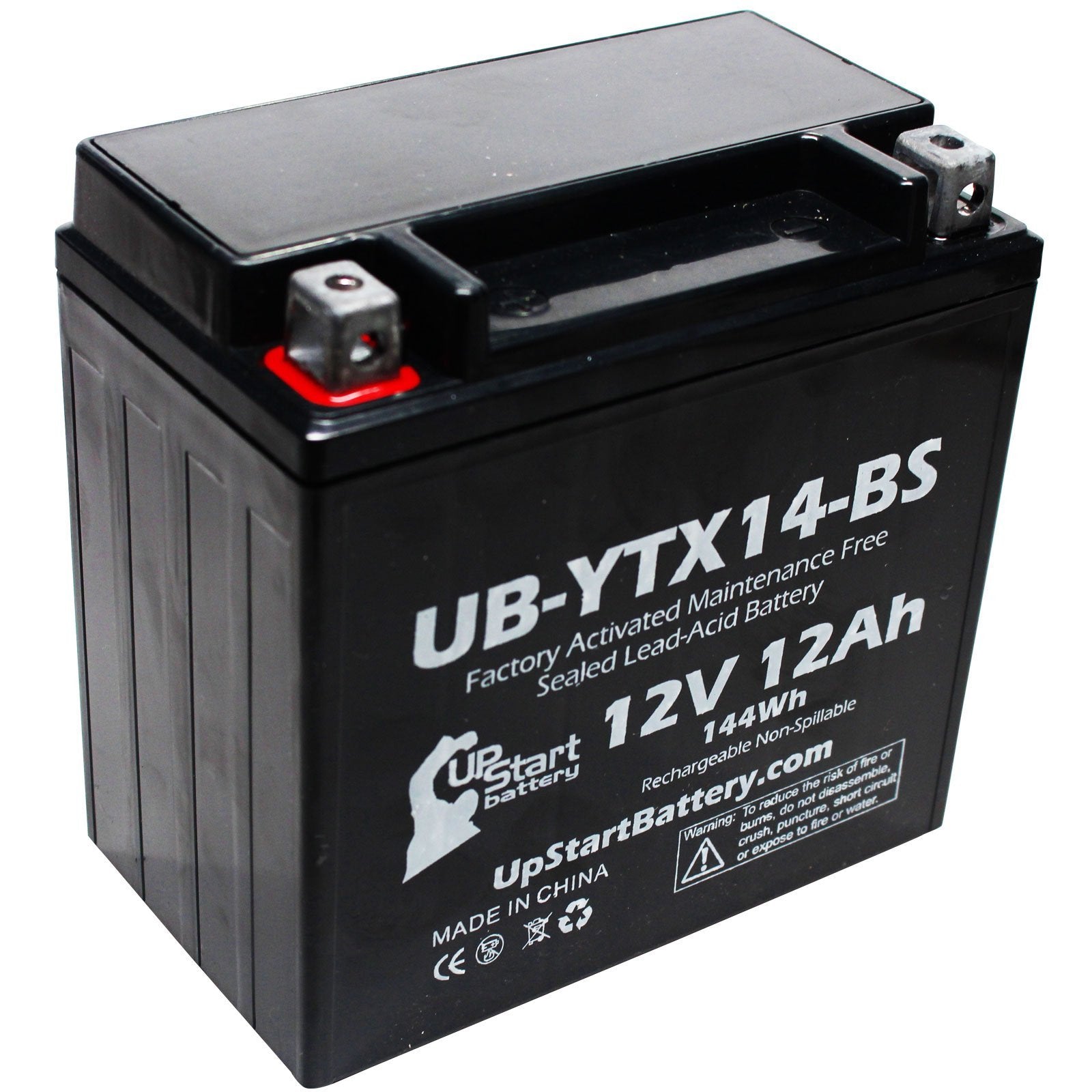 Ytx14-Bs Battery - Motorcycle Battery, Atv Battery 12V 12Ah, Utv, 4 Wheeler, Snowmobile, Powersports Batteries - Compatible With Honda Rancher 350, Buell Blast, Yamaha - Sealed Lead Acid 12 Volt Agm
