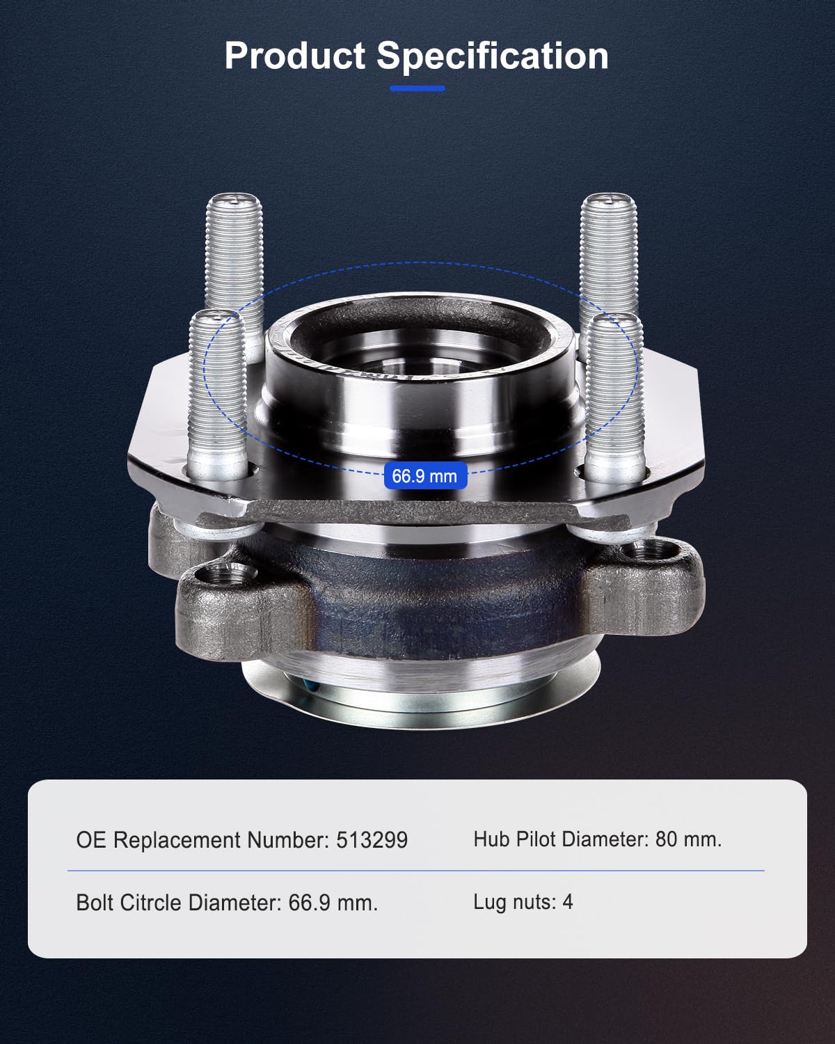 ECCPP Front 4 Lugs Wheel Bearing and Hub Assembly for 2007-2012 Sentra Wheel Hub Bearings 513299
