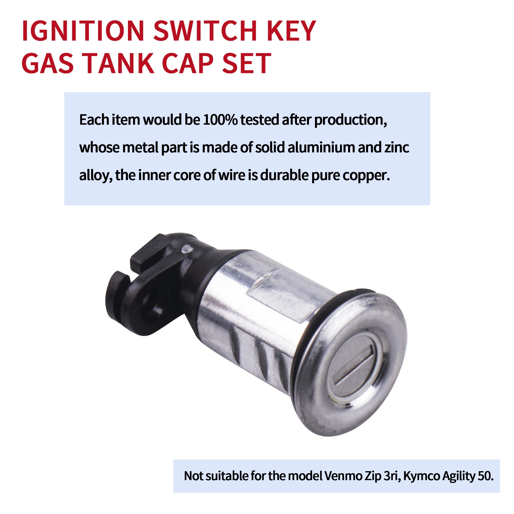 Cncmotok Ignition Switch Key Gas Tank Cap Saddle Lock Set Fit For Gy6 50Cc Scooter Moped Taotao Peace Roketa Jonway Nst Tank