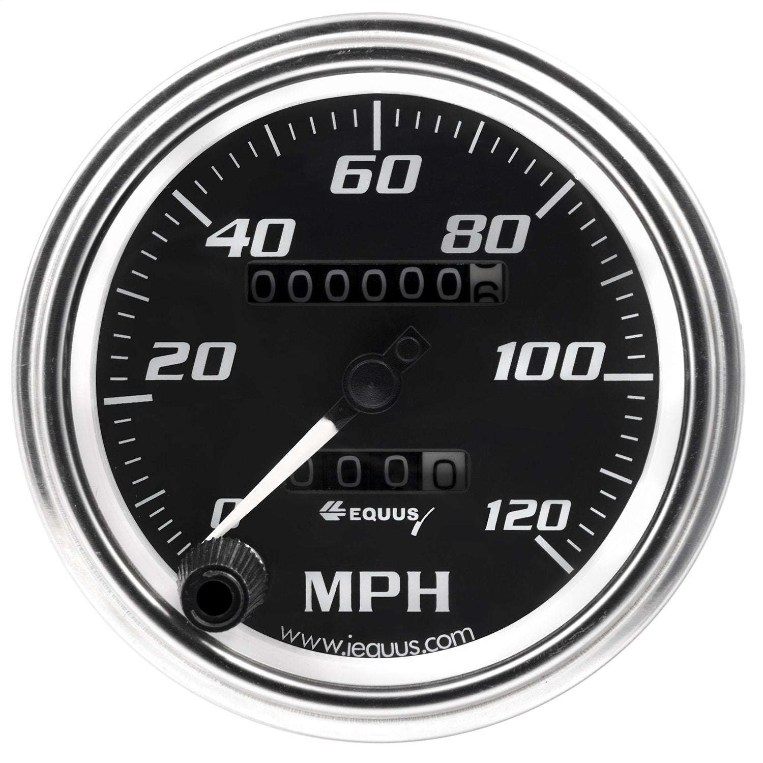 Equus 7072 3-3/8 Mechanical Speedometer, Chrome With Black Dial