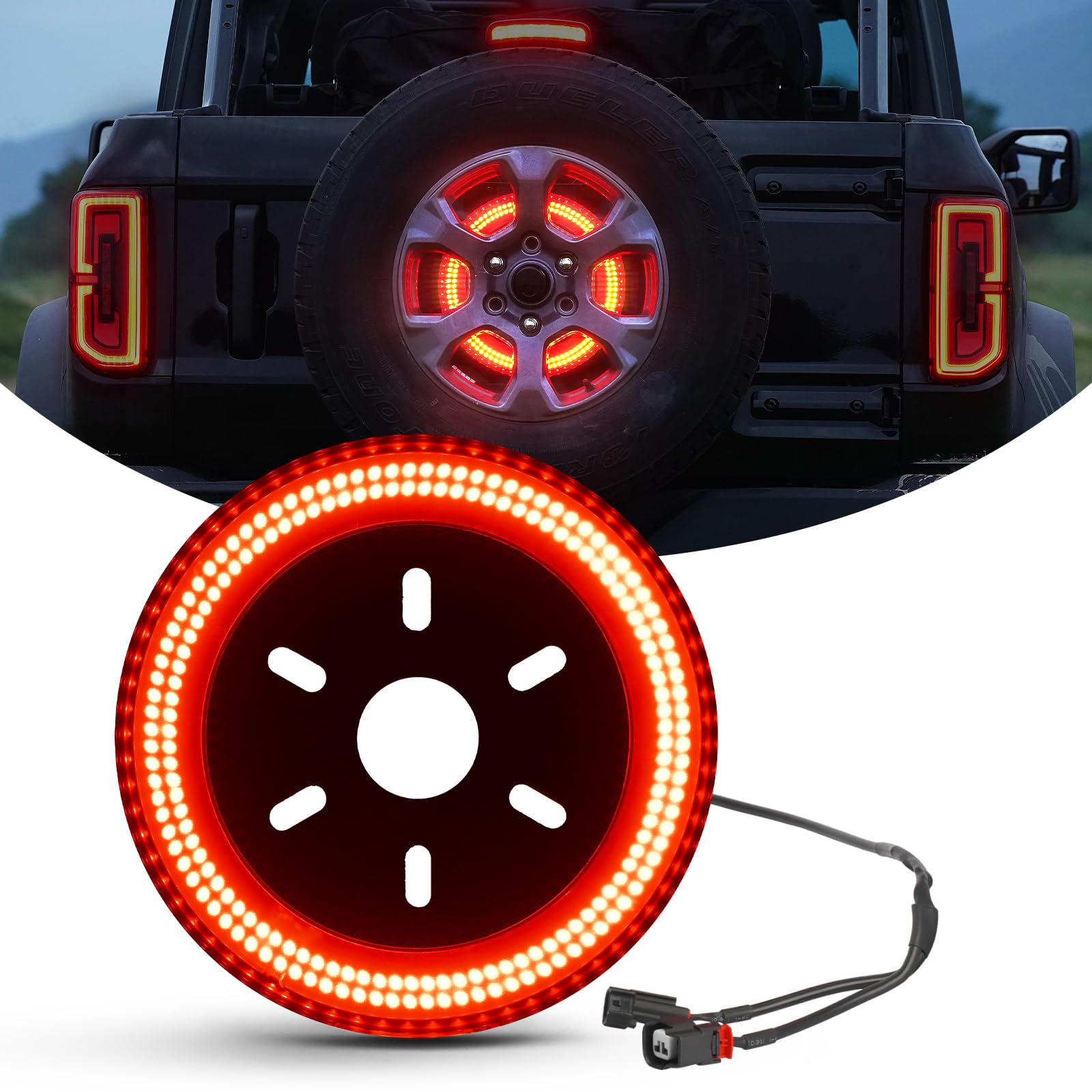 Suparee 400Pcs Led Third Brake Light For Fo-Rd Bronco 2021-2024, Spare Tire Brake Light With 3-Sided Bright Red, High-Mounted Pl