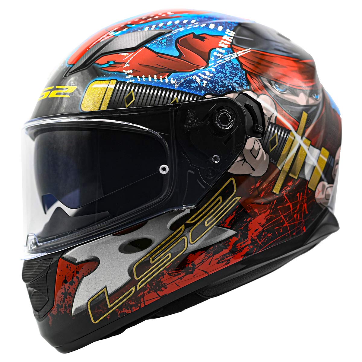 Ls2 Helmets Full Face Stream Evo Ninja Helmet (Red Blue - Small)