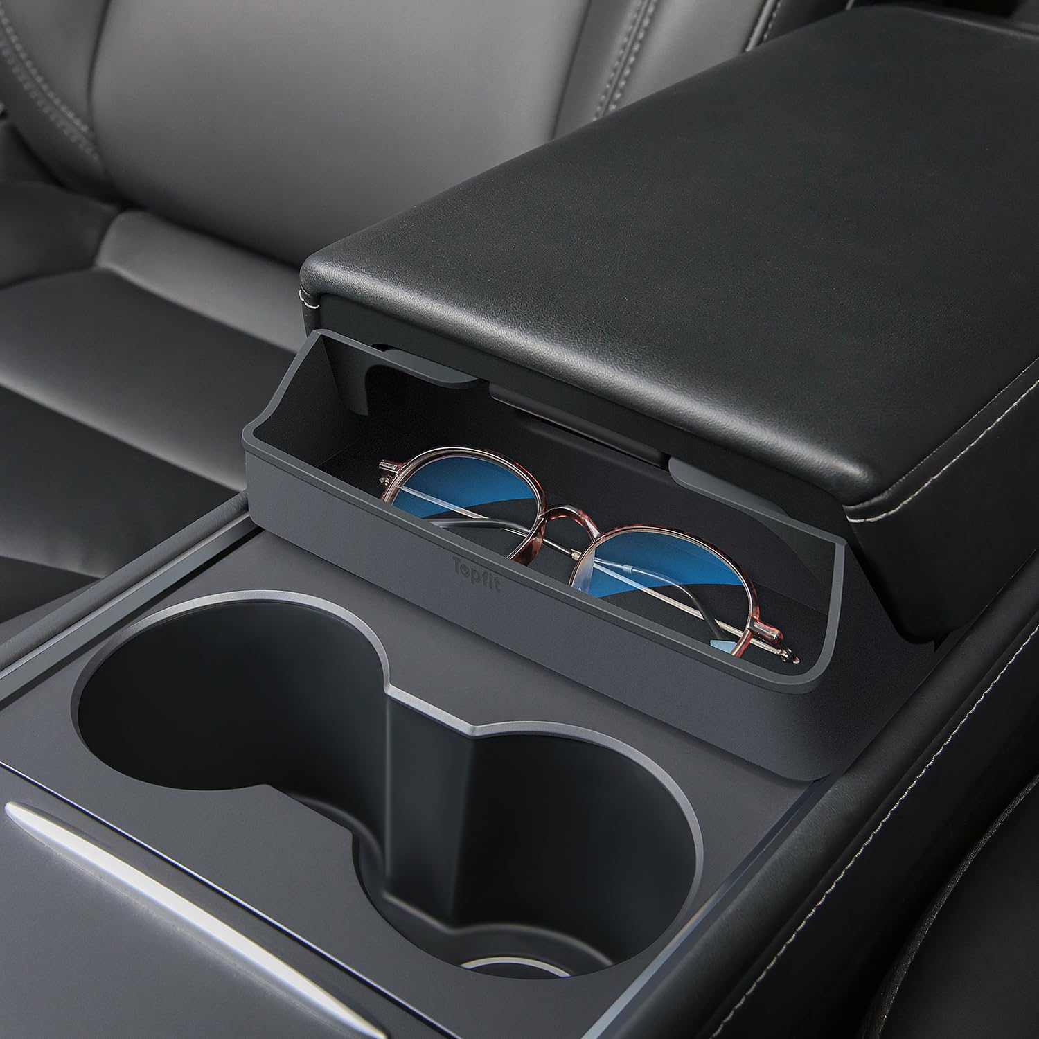 Thinsgo For Tesla Model Y Model 3 Center Console Organizer Armrest Box Glasses Tray For Tesla Model 3 Y