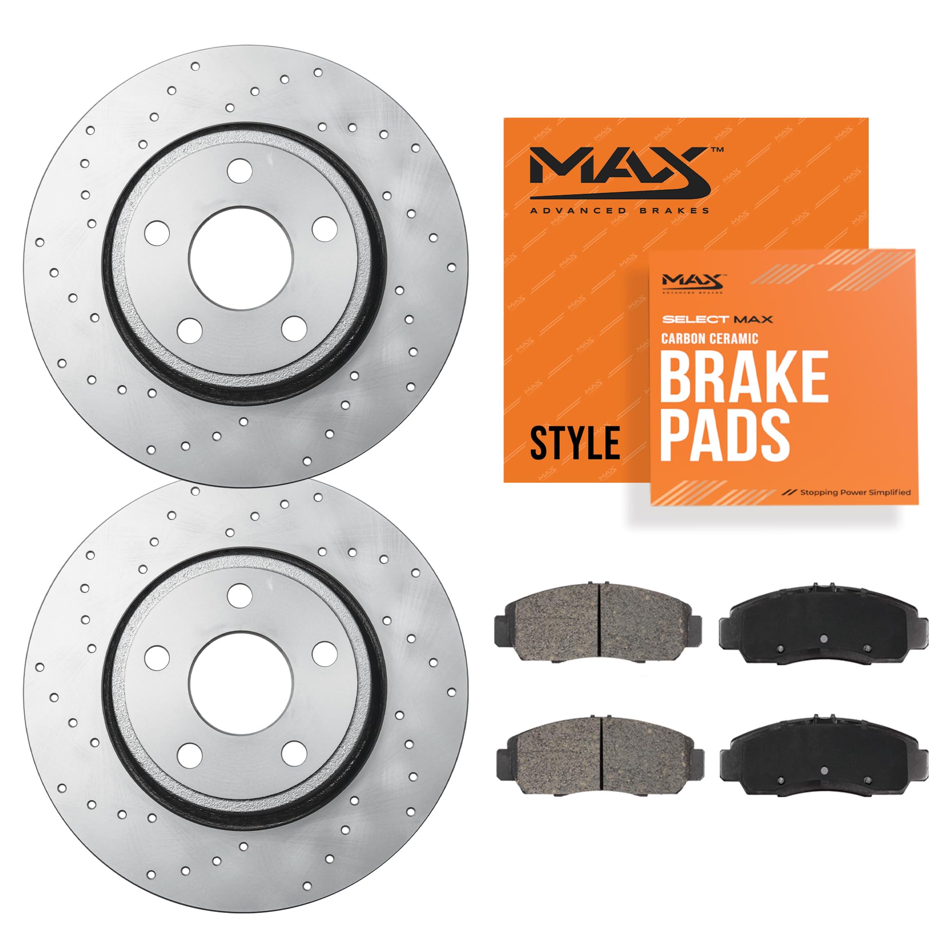 Max Advanced Brakes Front Brake Kit Compatible With 2017-2020 2021 2022 2023 Q5 A4 allroad A5 Quattro Sportback Replacement Cros