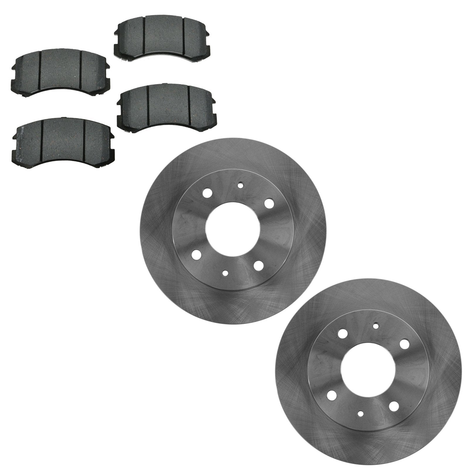 Trq Front Brake Pad & Rotor Kit Brake Pads Brake Rotor Semi-Metallic Compatible With 2002-2007 Mitsubishi Lancer