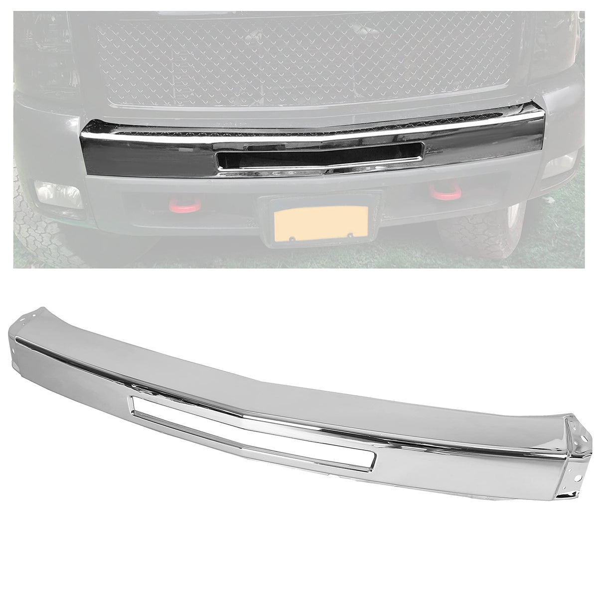 New Steel Front Bumper mpact Face Bar Chrome Ft For Slverado 1500 New Steel Front Bumper mpact Face Bar Chrome Ft For Slverado 1500