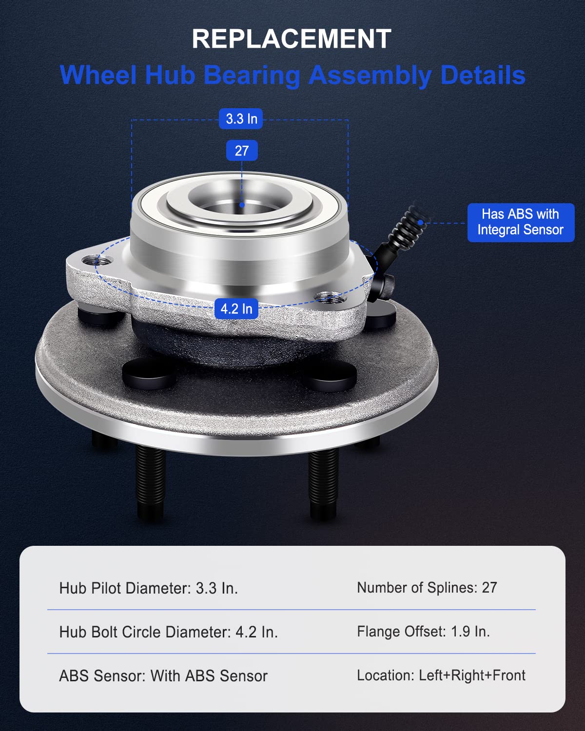 ECCPP 515050 2PCS Wheel Hub Bearing Assembly Lincoln Aviator Ford Explorer Mercury Mountaineer 2002 2003 2004 2005 4WD RWD 5 Lug