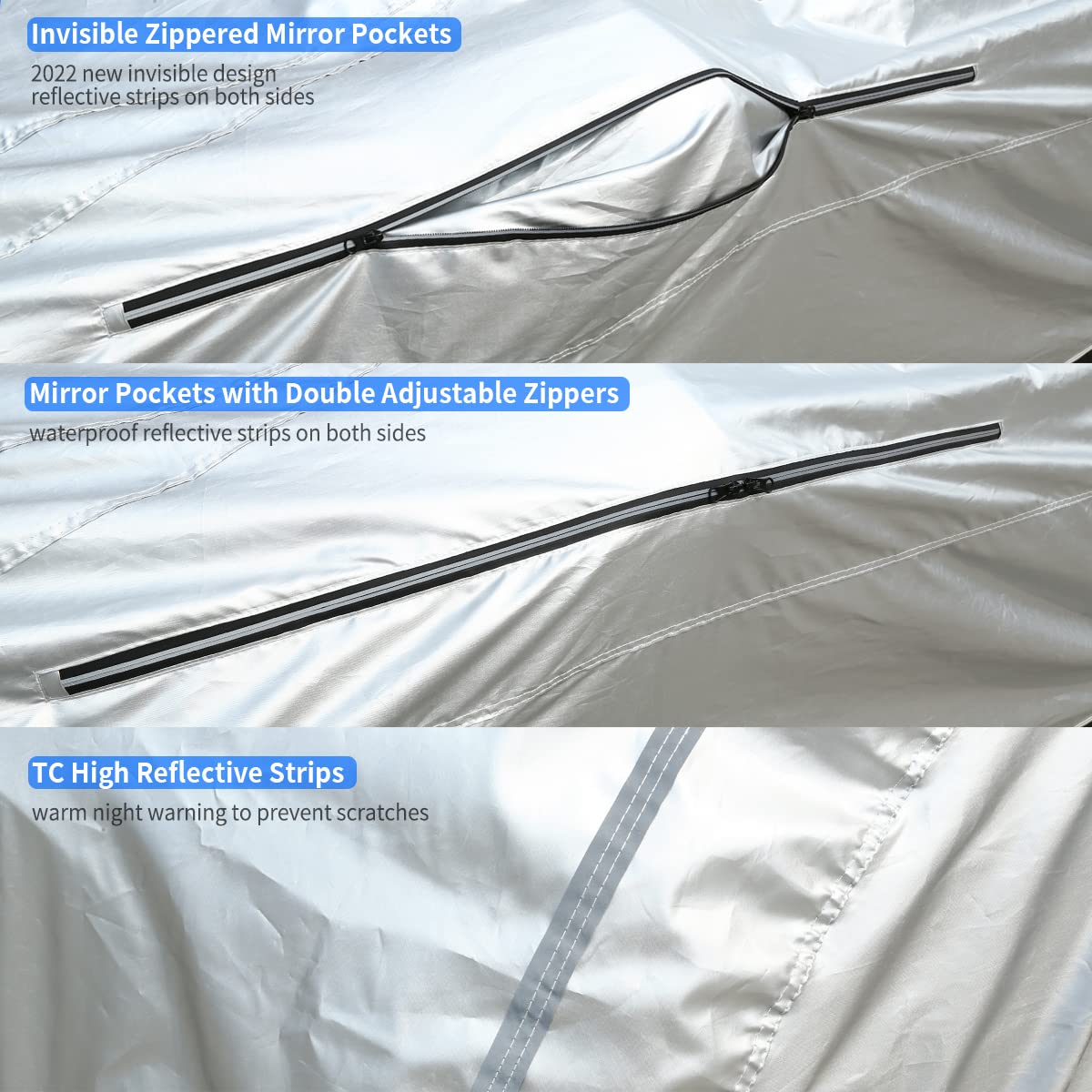 Tecoom Car Cover Waterproof All Weather,Outdoor Full Exterior Covers Without Door Zipper & Mirror Pockets Windproof Sun Uv Rain Hail Protector Car Cover Fit Coupe/Sport Car (173-182 Inches)