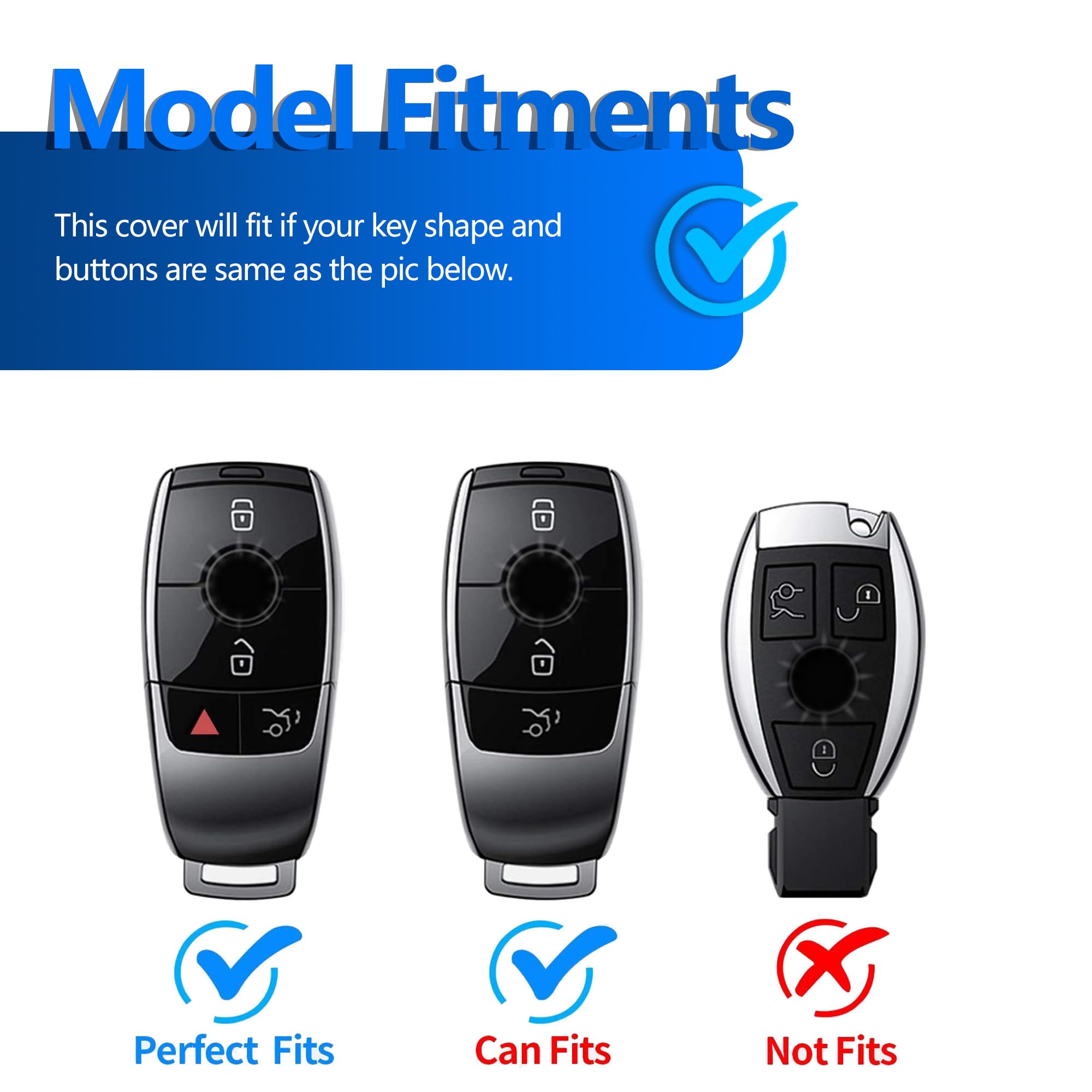 Yhc For Mercedes Benz Key Fob Cover Car Key Case Shell With Gold Keychain Fit E S A C G Class 2017-2024(Black)