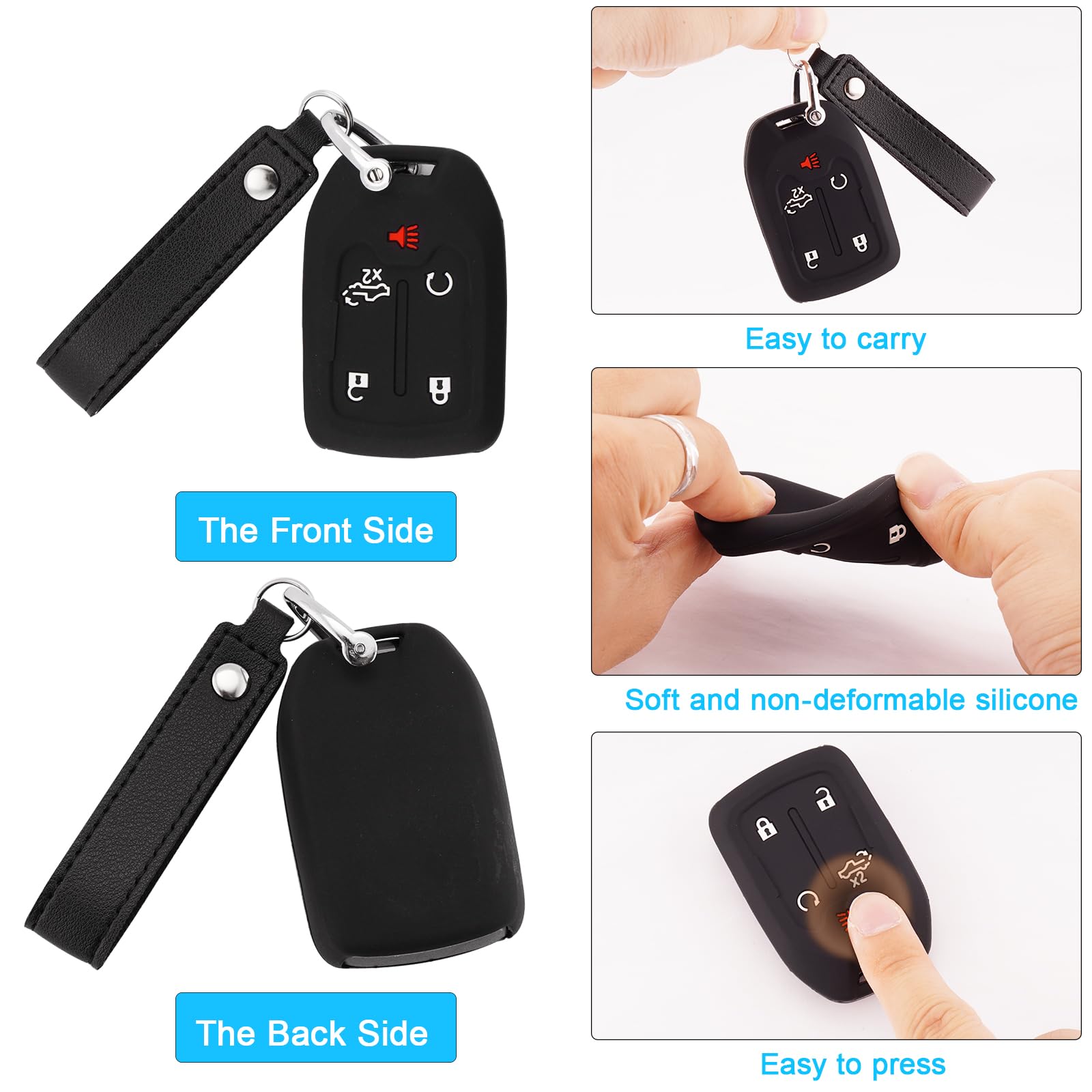 Koaudb Silicone Key Fob Cover Compatible With Chevy Gmc 5 Buttons 2023 2022-2019 Chevy Silverado Tahoe Suburban Gmc Sierra Acadi