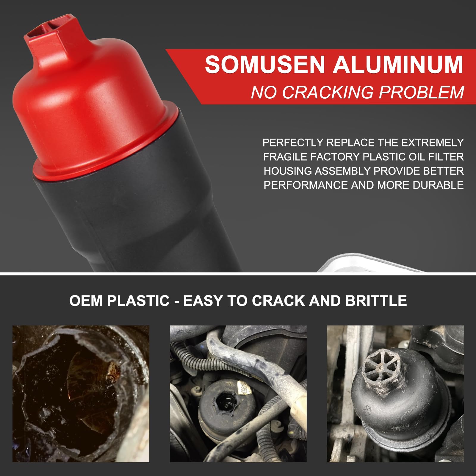 Upgrade Full Aluminum Engine Oil Cooler Filter Housing With Sensors And Gaskets Compatible With 2011-2016 Chrysler 200 300 Dodge