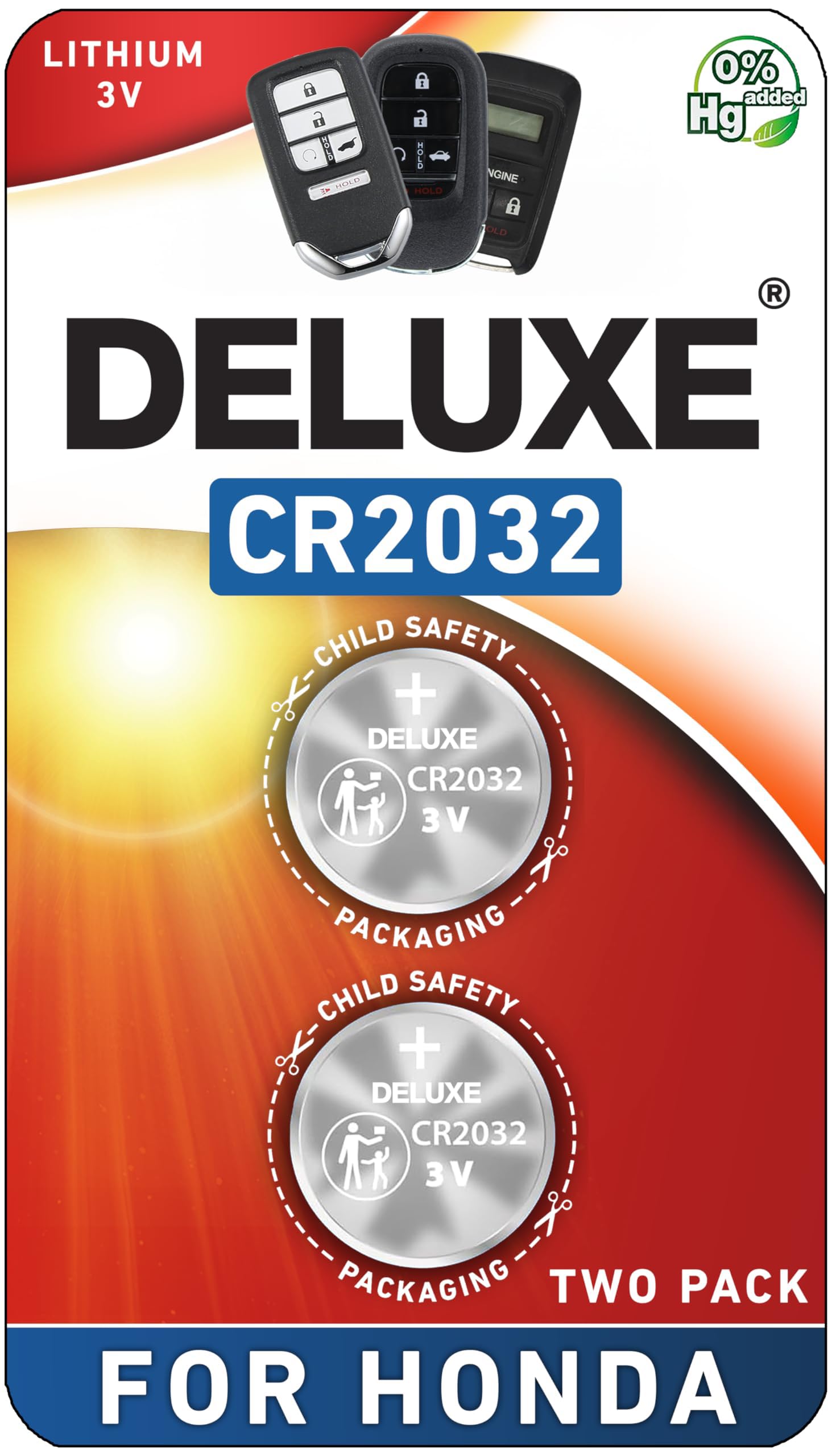 Deluxe Batteries Key Fob Replacement Batteries for Honda Smart Remote (Pack of 2) - CRV Civic Accord Pilot Odyssey HRV Fit Passport Ridgeline