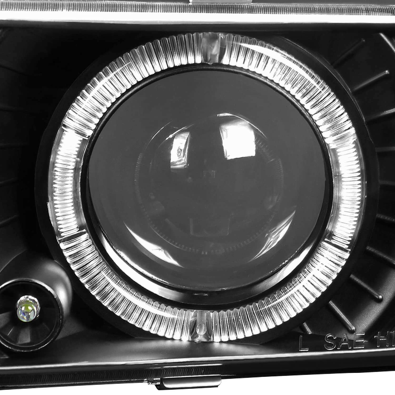 Spec-D Tuning LED Halo Black Housing Clear Lens Projector Headlights Compatible with 1988-1998 Chevy/GMC C10 Pickup, C/K, Sierra, Silverado, Yukon, Suburban,Tahoe Left + Right Pair Headlamps Assembly