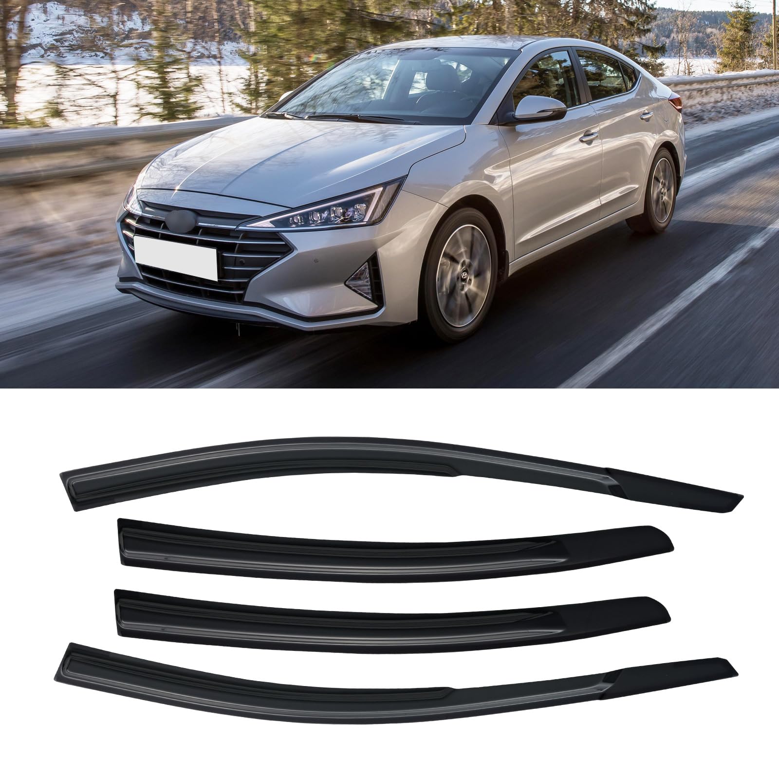 Cmvt Auto Window Visors For Hyundai Elantra 2017-2020 (Not Fit Gt), Rain Guards Shields Vent Shade Deflector Dark Smoke 2018 201