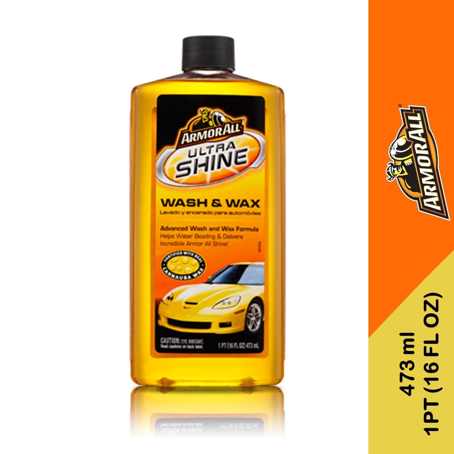 Ultra Shine Car Wash and Wax by Armor All, Car Wax and Cleaner for Cars, Trucks and Motorcycles, 16 Fl Oz