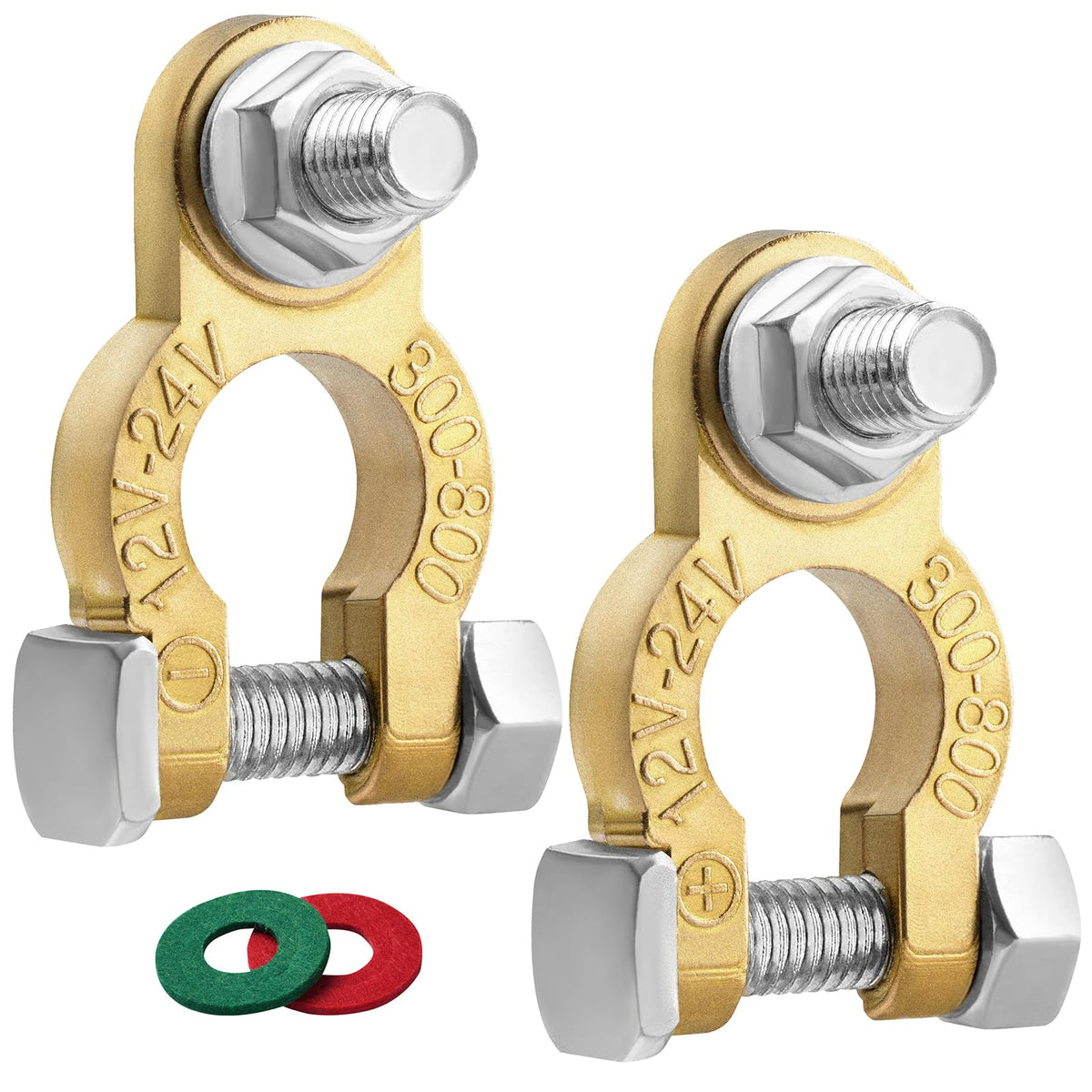 Battery Terminal Connectors 1 Pair, Battery Terminals M8 X 21Mm Bolt, Battery Cable Ends Pure Copper With Anti-Corrosion Pad For