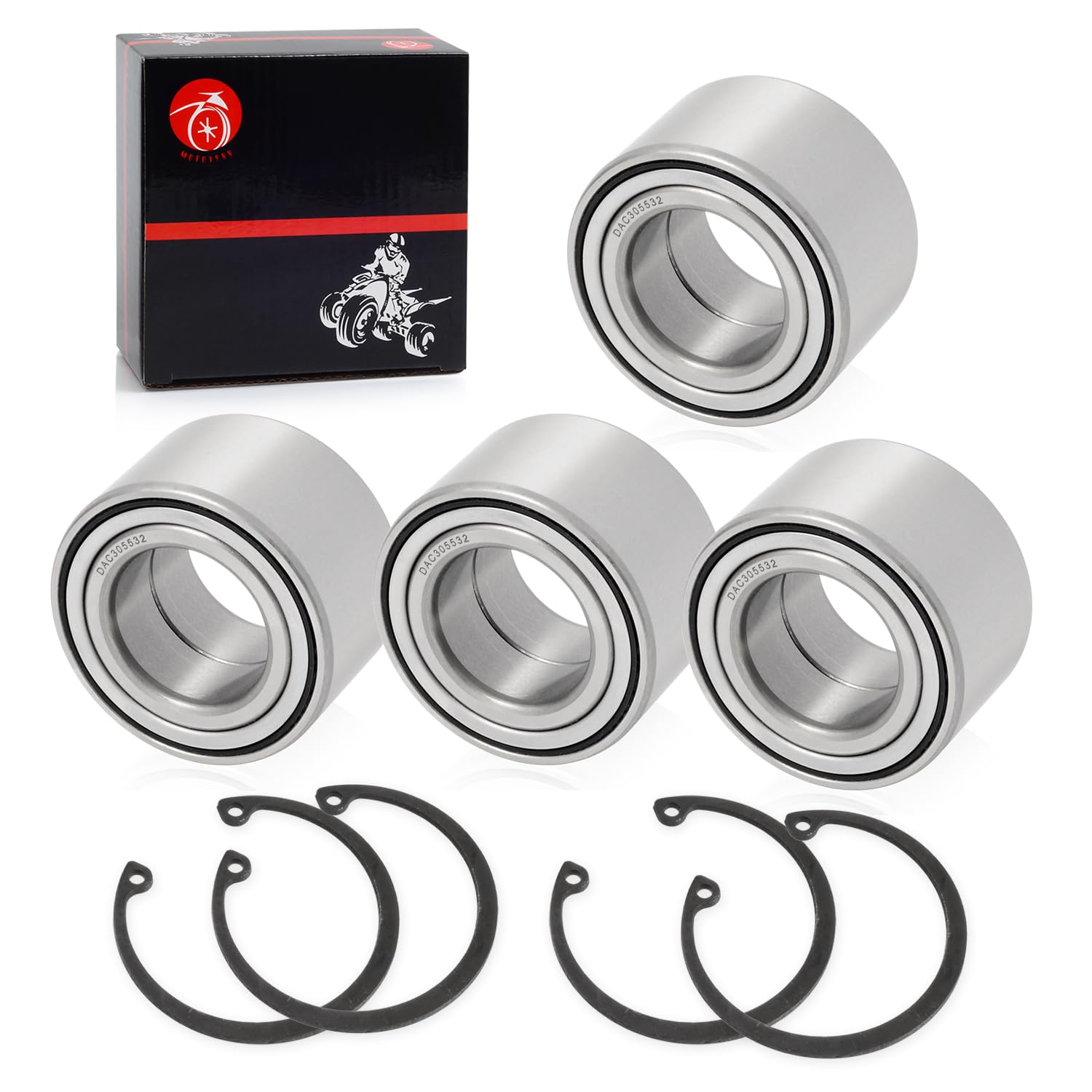 93305-00602-00 Front & Rear Heavy Duty Wheel Bearing 30x55x32mm + CIRCLIP Compatible with YAMAHA GRIZZLY 550 660 700 Kodiak 450