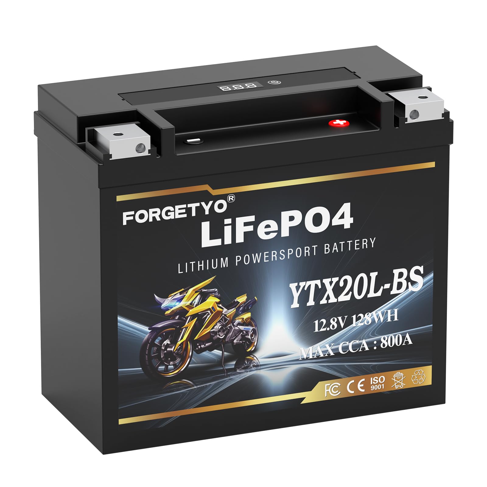 Lithium YTX20L-BS, 800A LiFePO4 Motorcycle Battery, 12V 10AH ATV, UTV, Jet Ski, 4 Wheeler,Snowmobile,Tractor,Generator and Ridin