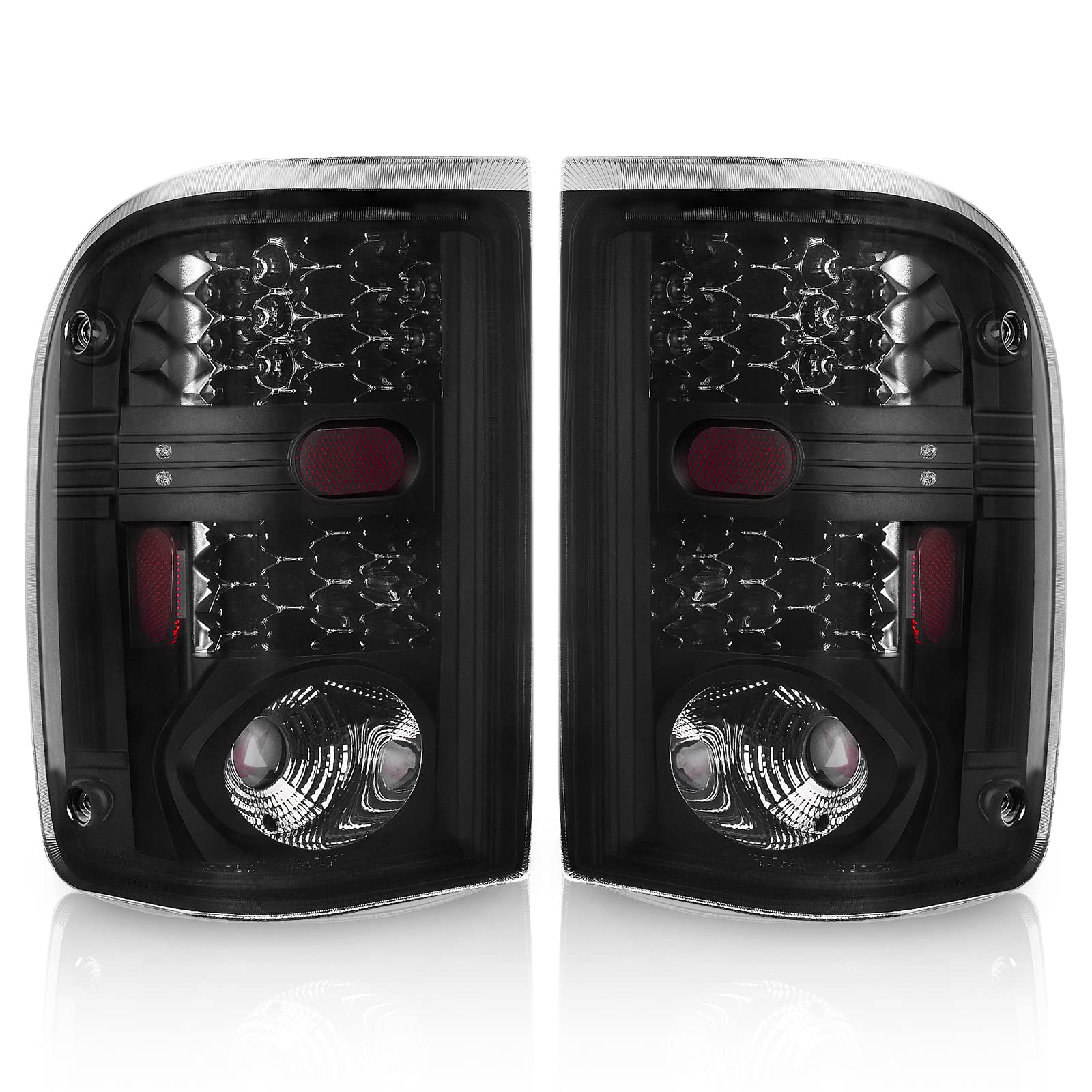 Autosaver88 Led Tail Lights Compatible With Ford Ranger 2001 2002 2003 2004 2005, Tail Lamps Black Smoke Replacement Assembly Left + Right Pair