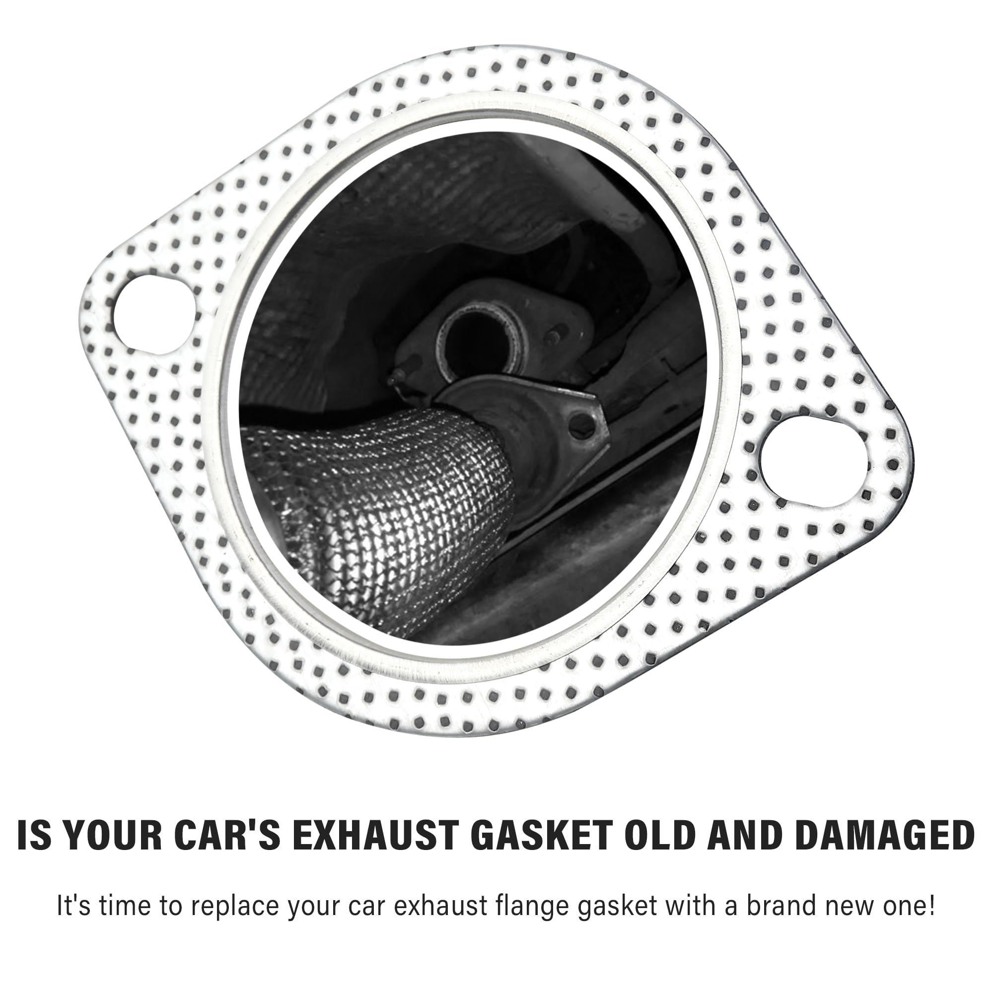 2Pcs Car Exhaust Gasket,3.5'' 2-Bolt Exhaust Flange Gasket Car Accessories,Professional Exhaust Manifold Gasket Made Of High Tem