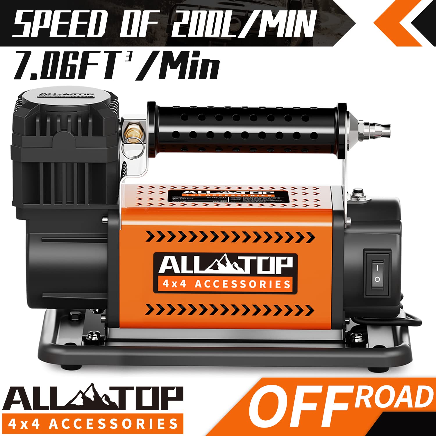 All-Top Air Compressor Kit, 12V Portable Inflator 7.06Cfm, Offroad Air Compressor For Truck ,Air Pump For Car Heavy Duty, Max 15