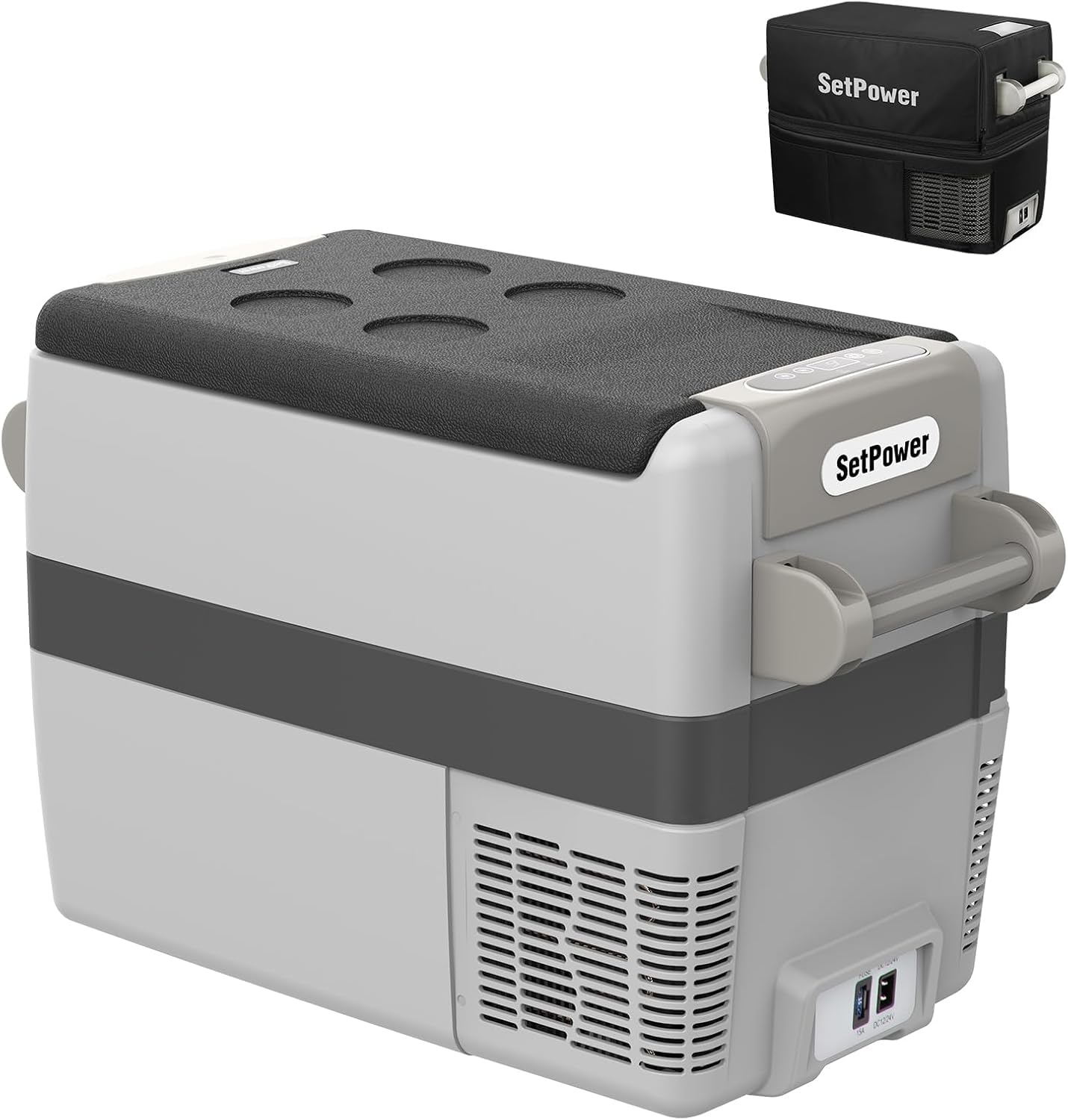 Setpower Aj40 Portable Refrigerator With Cover 42 Quart Electric Cooler 12 Volt Refrigerator Car Fridge Car For Truck Van Rv Cam