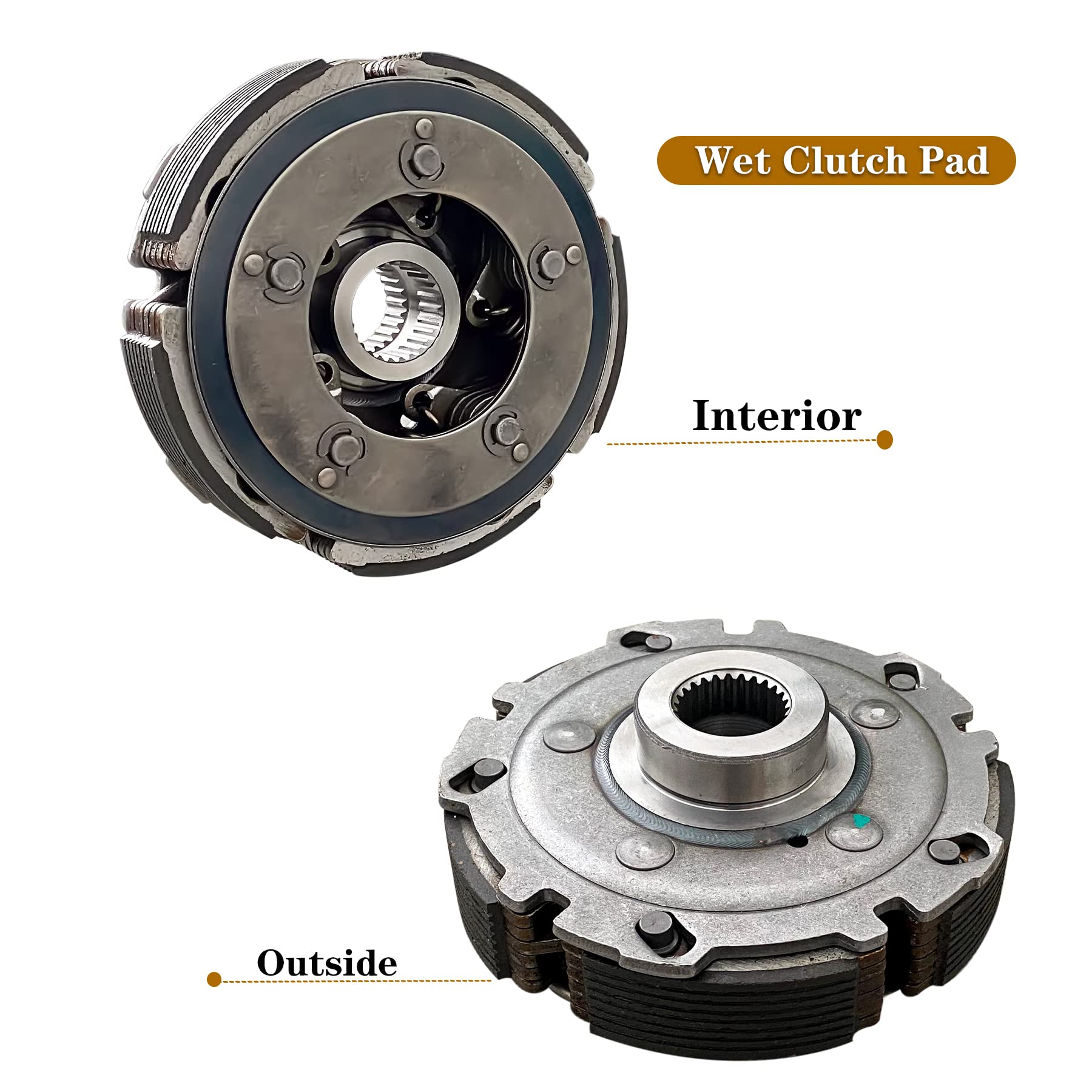 FUYEAR Wet Clutch Shoe Kit Assembly For YAMAHA Grizzly 660 2002-2008,Rhino 660 2004-2007 With Primary Sheave,Clutch Carrier,Onew