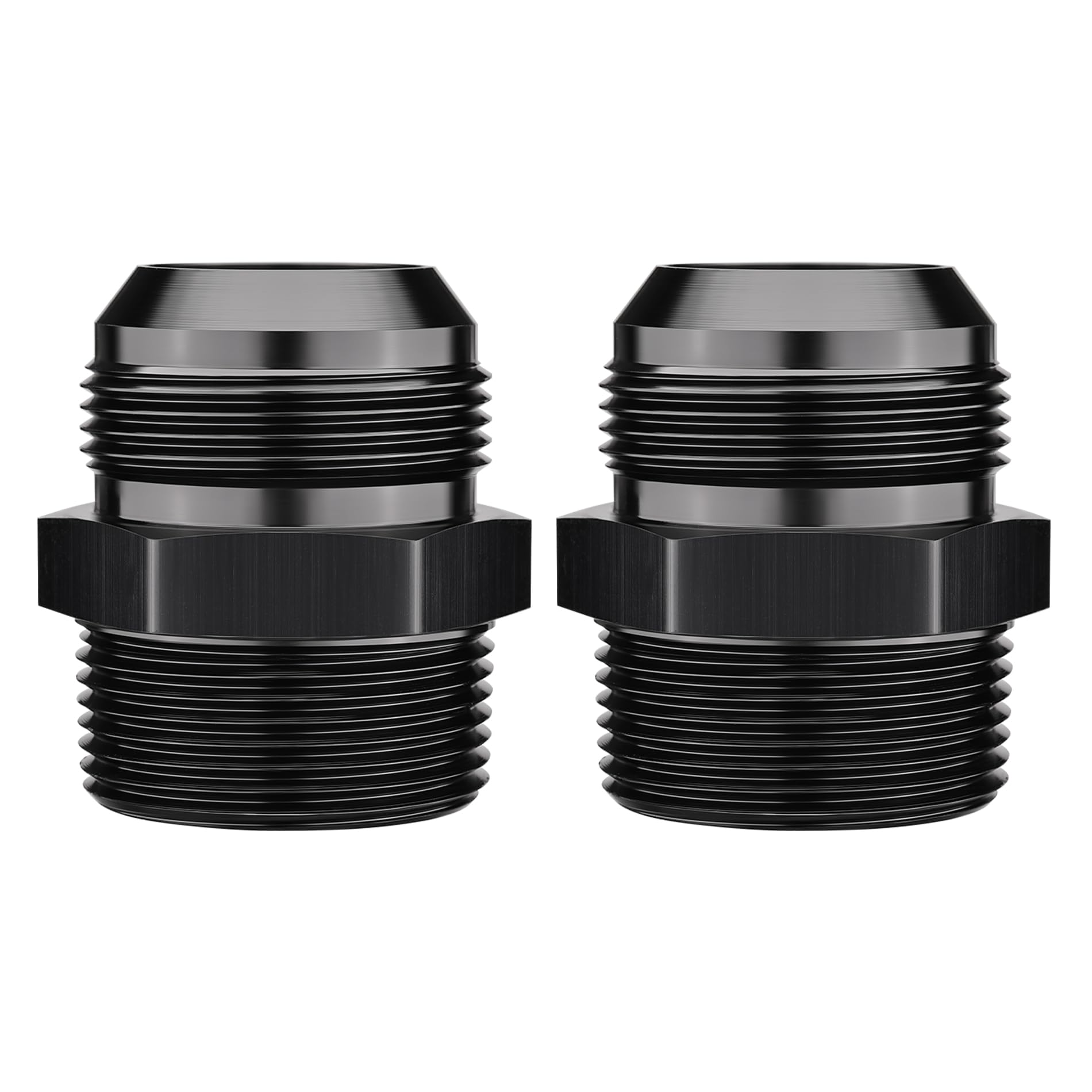 Evil Energy 20An Male Flare To 1-1/4'' Npt Pipe Fitting Adapter Straight Aluminum Black 2Pcs