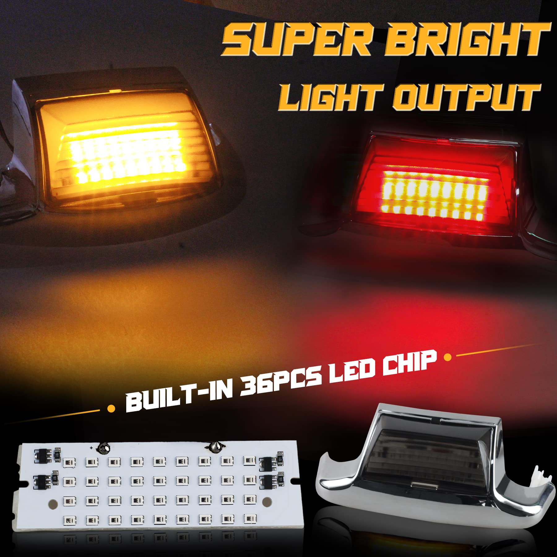 Quasco Front Rear Fender Lights, Led Fender Tip Brake Tail Light Compatible With Harley Electra Glide Road King Softail Heritage