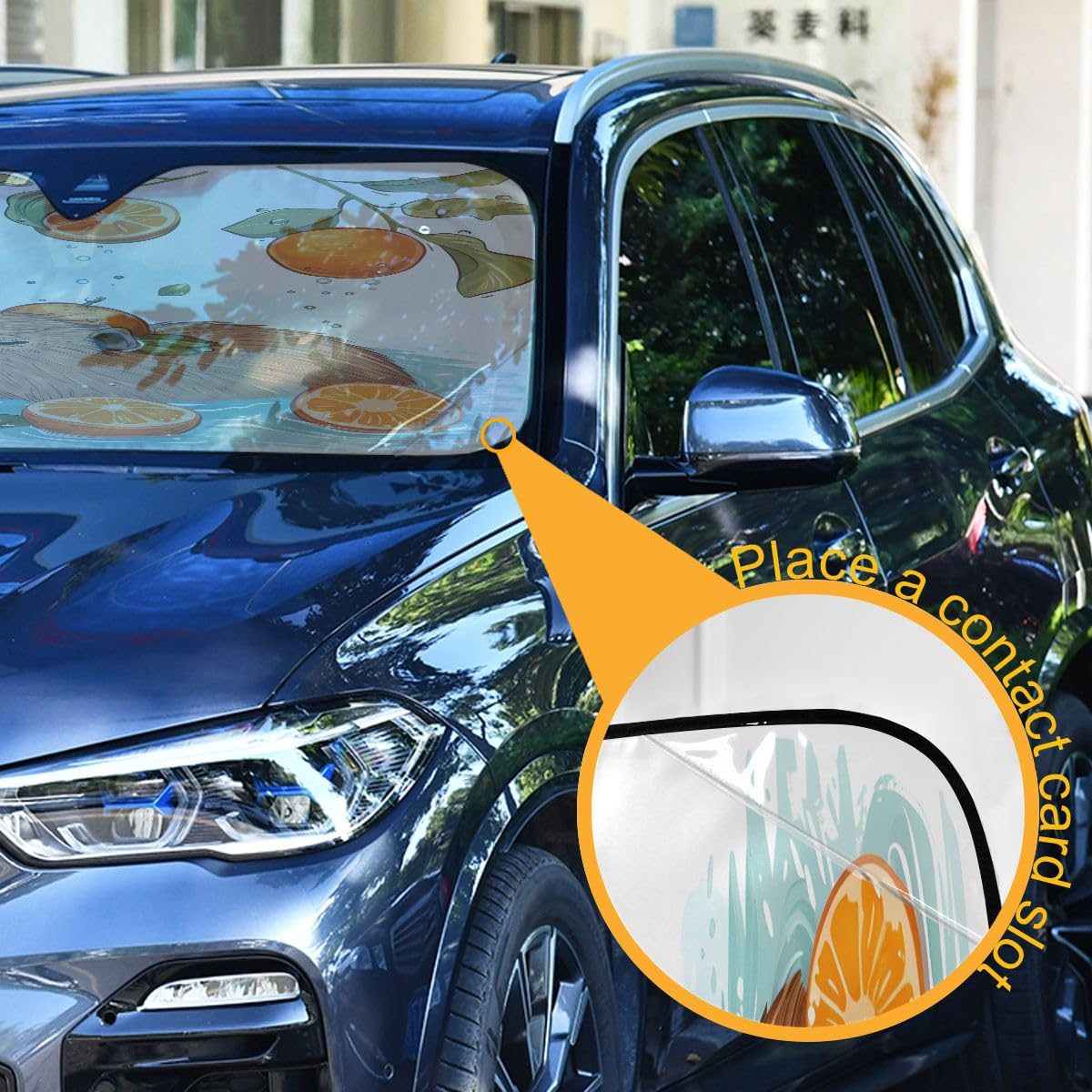Car Windshield Sunshade Cute Capybara Swimming Pattern, Blocks Sun Visor Protector Foldable Sun Shield Keep Your Vehicle Cool, F