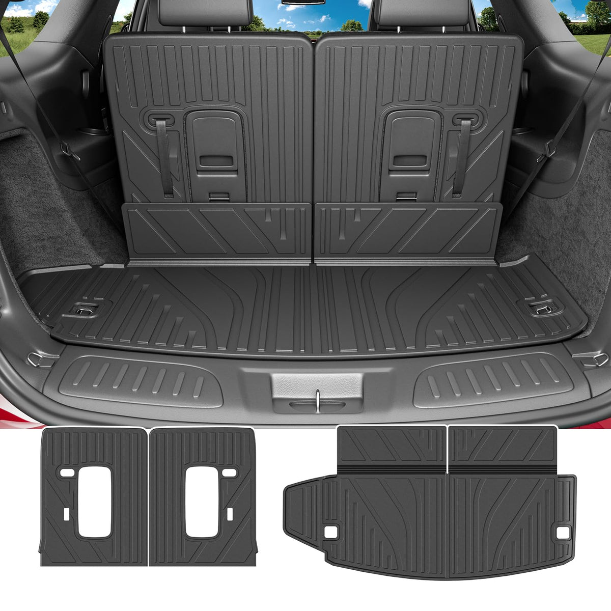 powoq Cargo Mat Compatible with 2016-2025 Dodge Durango 6&7 Seats Trunk Mat 3rd Backrest Mat Replacement for 2016-2025 Dodge Dur