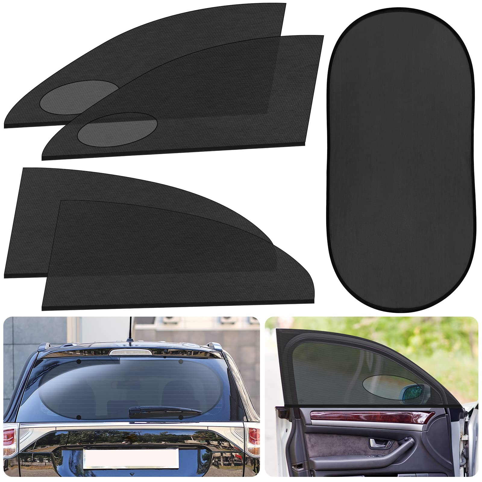 5 Pack Universal Car Window Shades Set Breathable Stretch Mesh Car Window Screen Covers Mosquito Net for Camping Privacy Protect