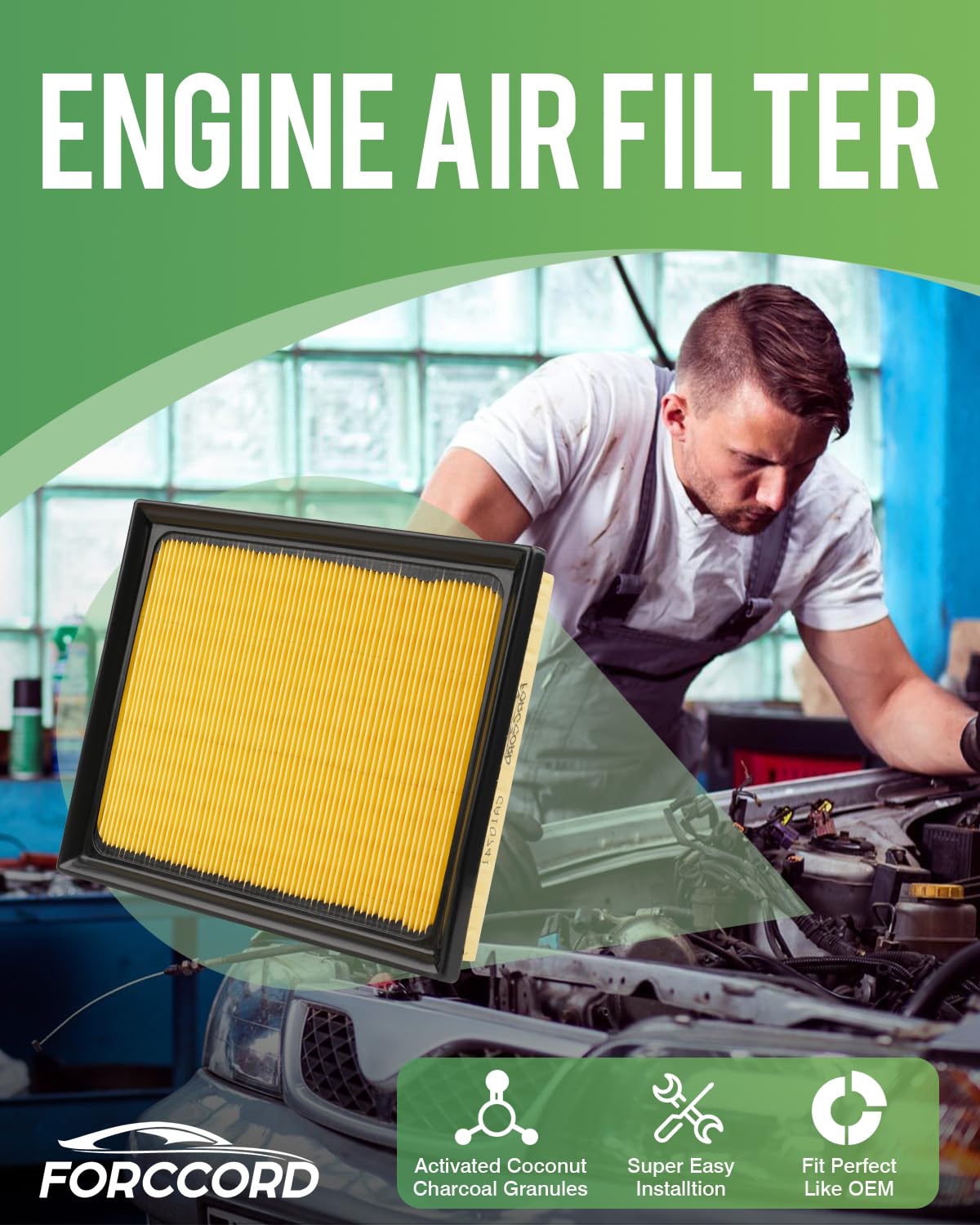 Forccord 2-Pack Engine Air Filter Fits for Lexus/Toyota CT200h 2011-2017, NX300h 2015-2021, Prius 2010-2015, RAV4 Hybrid 2016-20